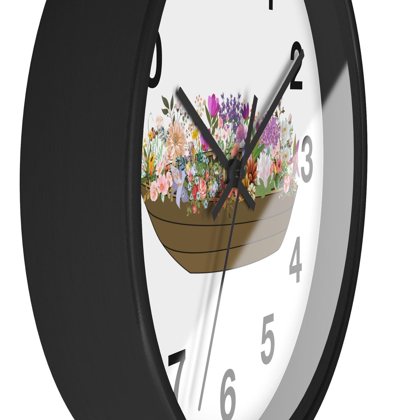 Boat Flower Wall Clock Floral Wall Clock Home Decor Gift House Warming gift - Unique Gift Farmhouse Clocks For Wall Living Room Bedroom