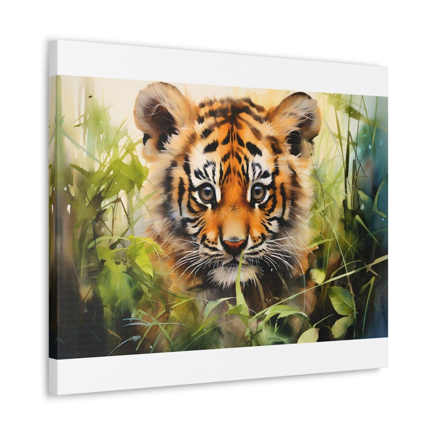 Watercolor Baby Tiger In Nature Art Canvas Gallery Wraps Tiger Print Large Canvas Art Animal Wall Art minimalist Wall Art Lover Gift - Giftsmojo