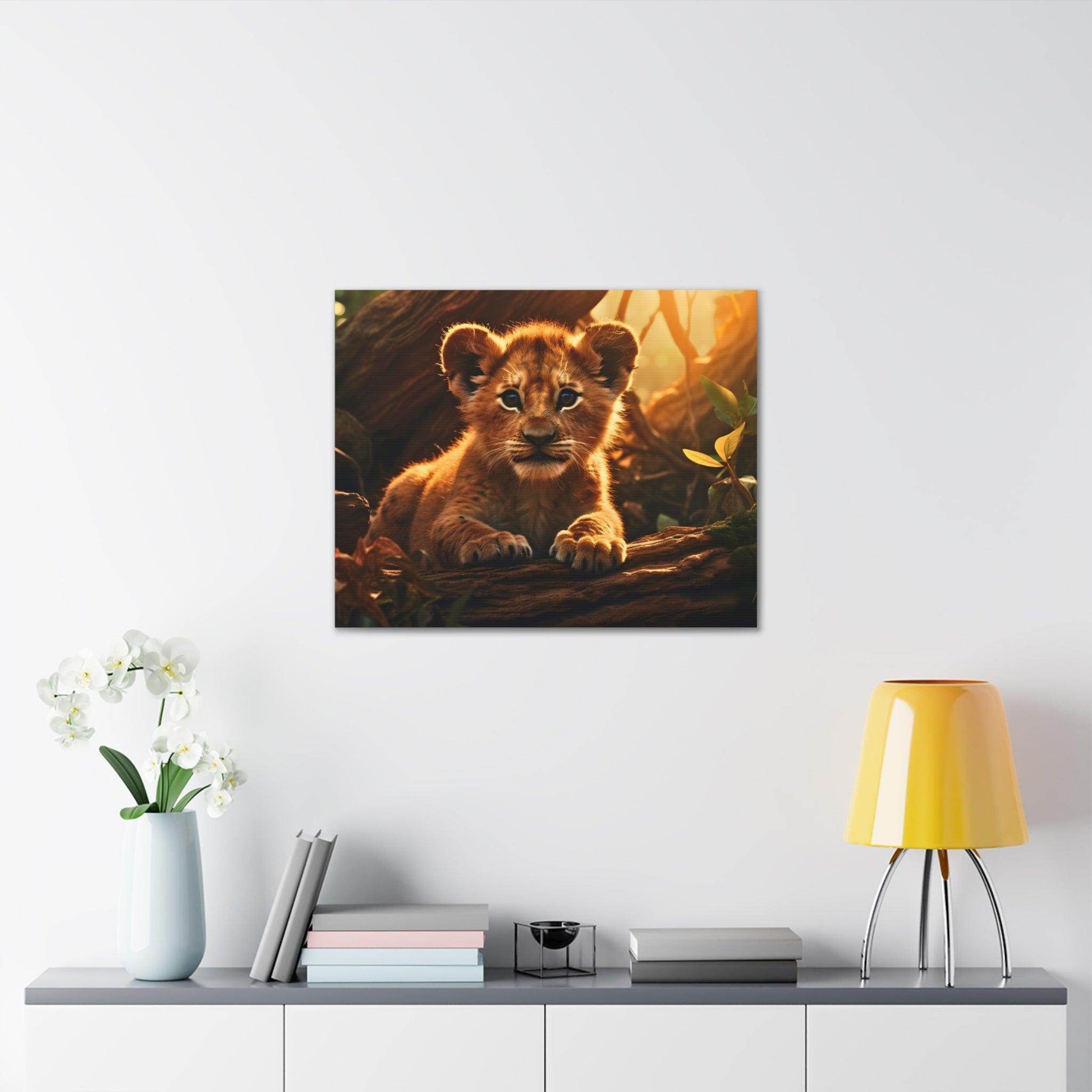 Baby Lion Cub Print Animal Nature Art Safari Nursery Canvas Gallery Wraps Baby Lion Print Large Canvas Art Animal Wall Art Lover Gift - Giftsmojo