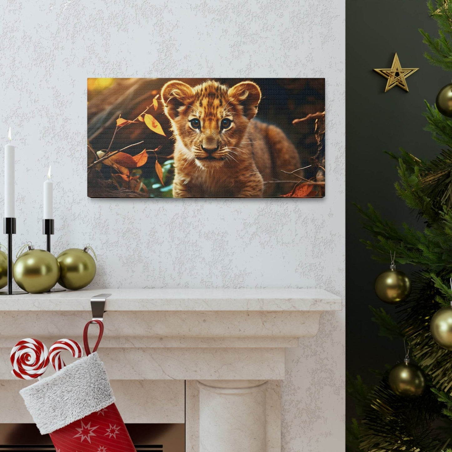 Baby Lion Cub Print Animal Nature Art Safari Nursery Canvas Gallery Wraps Baby Lion Print Large Canvas Art Animal Wall Art Lover Gift - Giftsmojo