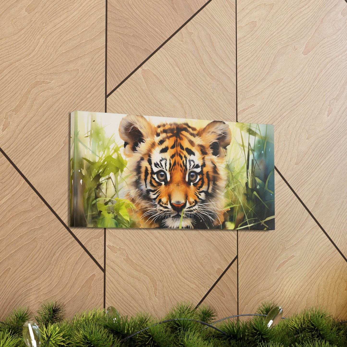 Watercolor Baby Tiger In Nature Art Canvas Gallery Wraps Tiger Print Large Canvas Art Animal Wall Art minimalist Wall Art Lover Gift - Giftsmojo