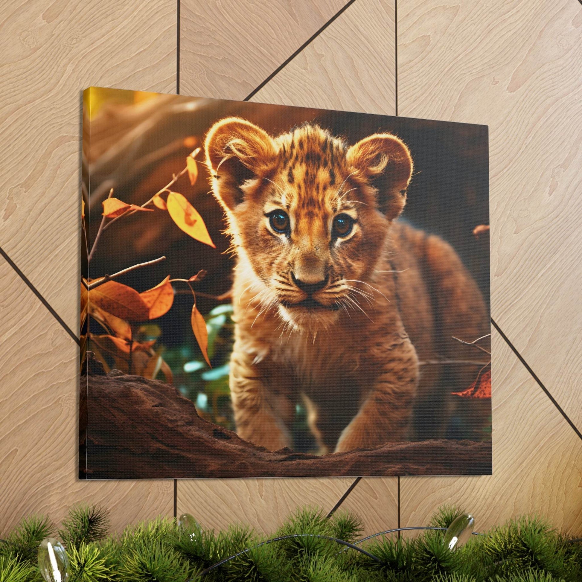 Baby Lion Cub Print Animal Nature Art Safari Nursery Canvas Gallery Wraps Baby Lion Print Large Canvas Art Animal Wall Art Lover Gift - Giftsmojo
