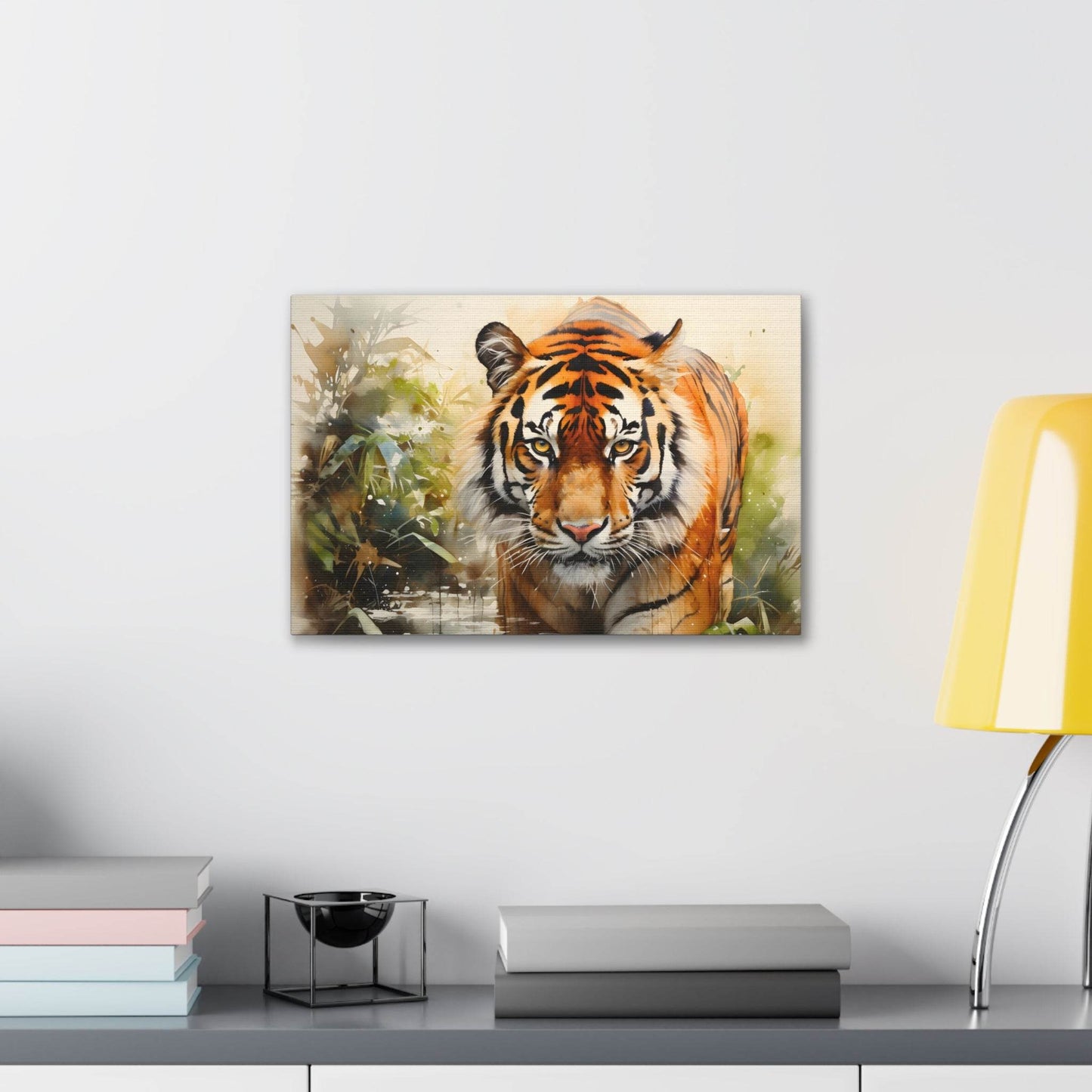 Watercolor Tiger In Nature Art Canvas Gallery Wraps Tiger Print Large Canvas Art Animal Wall Art minimalist Wall Art Lover Gift - Giftsmojo