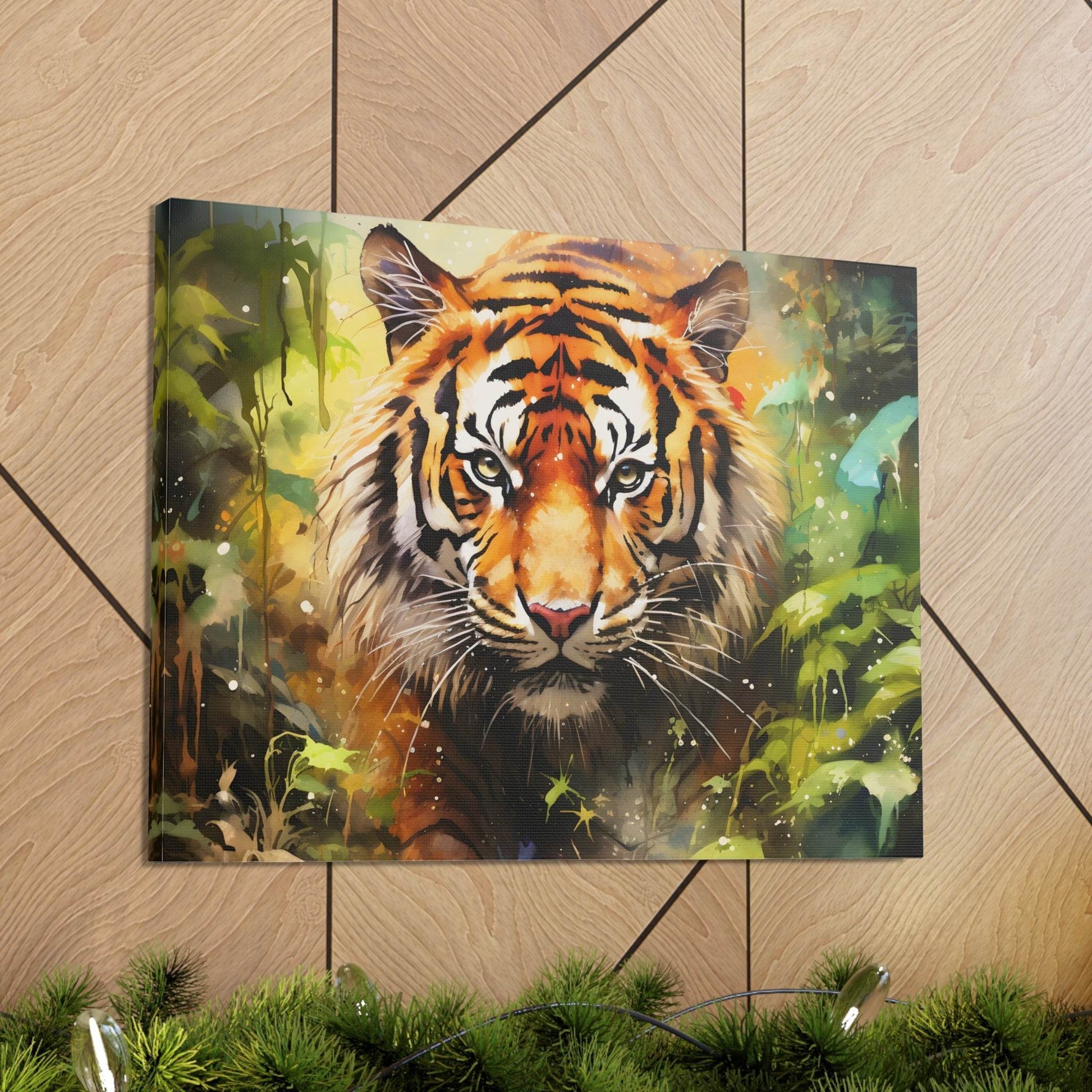 Watercolor Tiger In Nature Art Canvas Gallery Wraps Tiger Print Large Canvas Art Animal Wall Art minimalist Wall Art Lover Gift - Giftsmojo