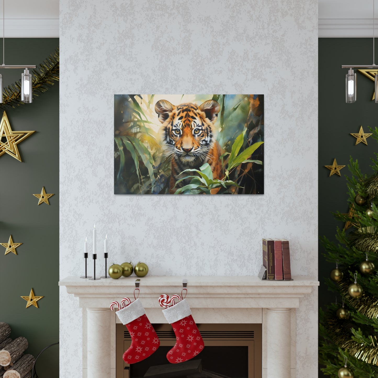 Watercolor Baby Tiger In Nature Art Canvas Gallery Wraps Tiger Print Large Canvas Art Animal Wall Art minimalist Wall Art Lover Gift
