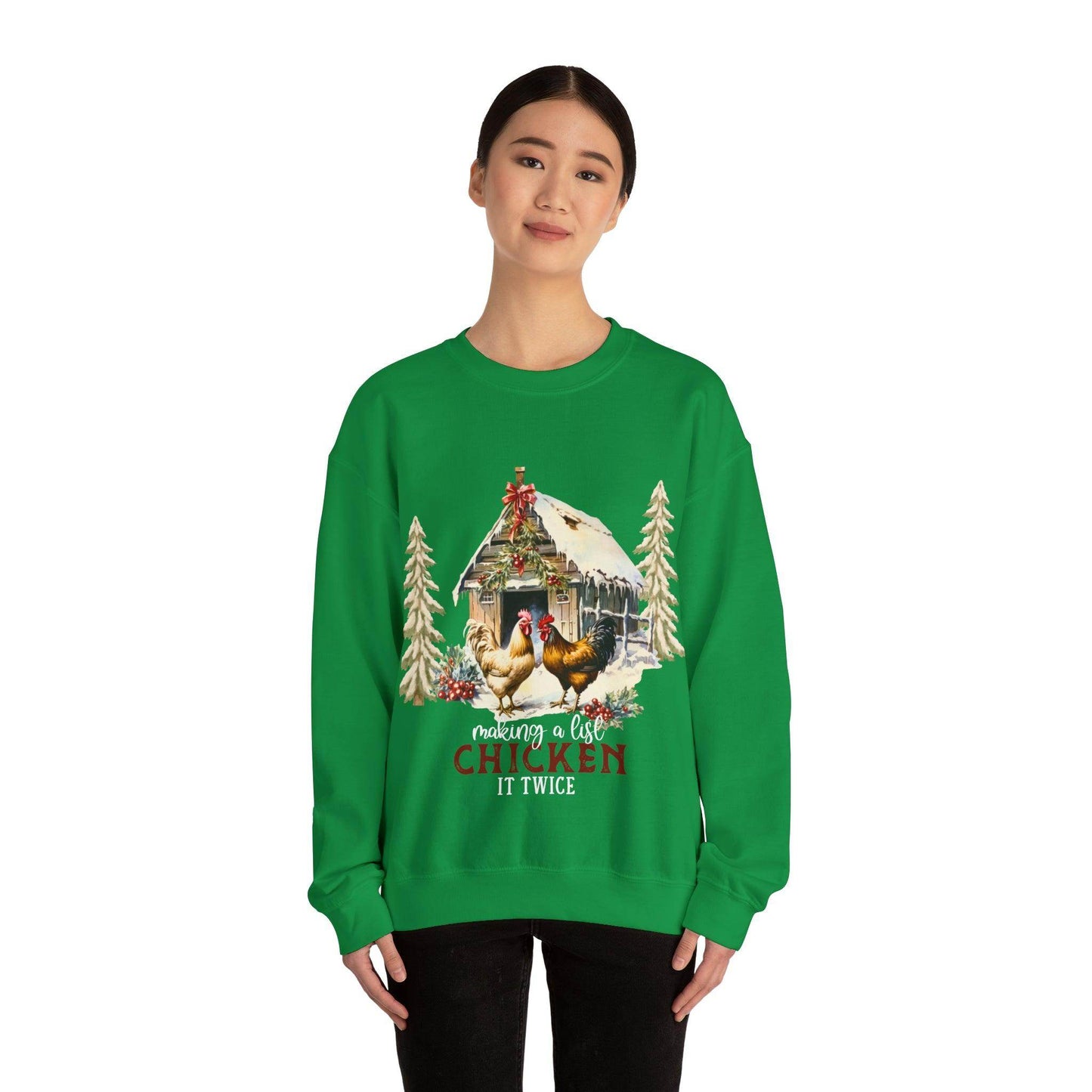 Making A List Chicken It Twice Christmas Sweatshirt Christmas on The Farm Sweatshirt Christmas Farm Sweatshirt Christmas Sweater Trendy Christmas Shirt Farmers - Giftsmojo
