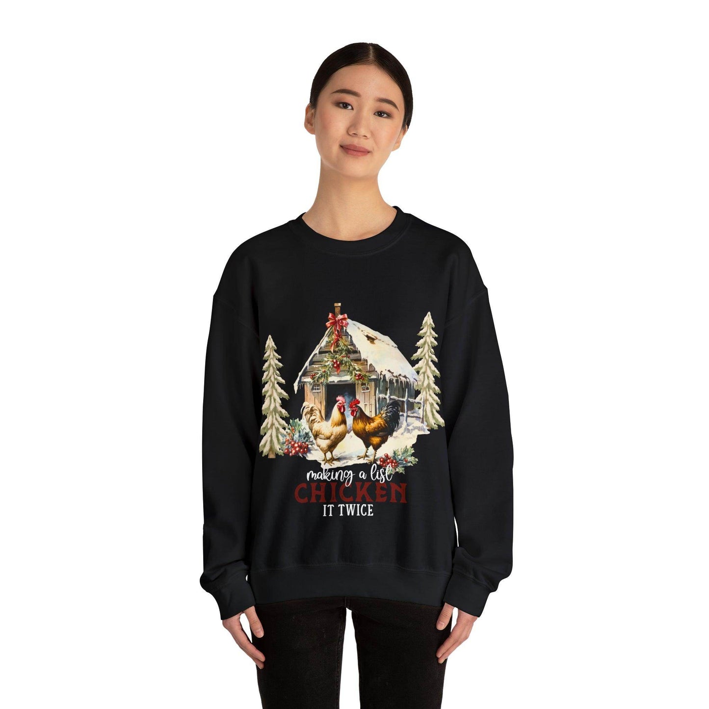 Making A List Chicken It Twice Christmas Sweatshirt Christmas on The Farm Sweatshirt Christmas Farm Sweatshirt Christmas Sweater Trendy Christmas Shirt Farmers - Giftsmojo