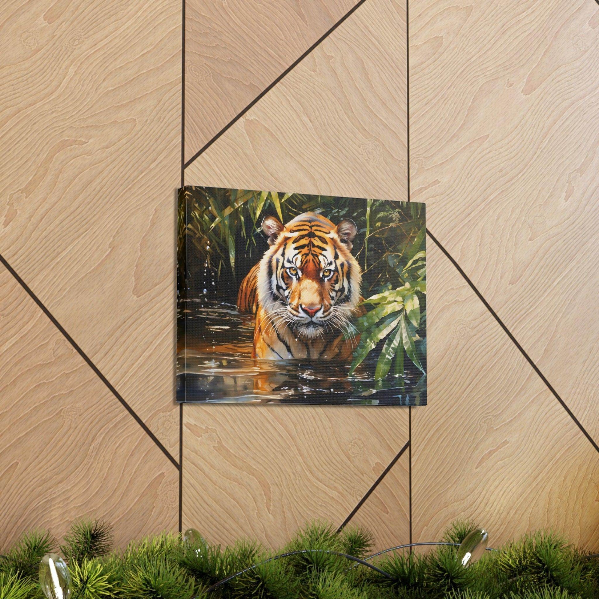 Watercolor Tiger In Nature Art Canvas Gallery Wraps Tiger Print Large Canvas Art Animal Wall Art minimalist Wall Art Lover Gift - Giftsmojo