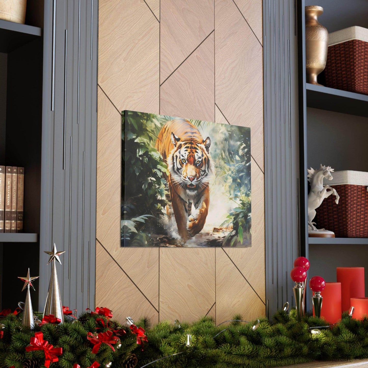 Watercolor Tiger In Nature Art Canvas Gallery Wraps Tiger Print Large Canvas Art Animal Wall Art minimalist Wall Art Lover Gift - Giftsmojo