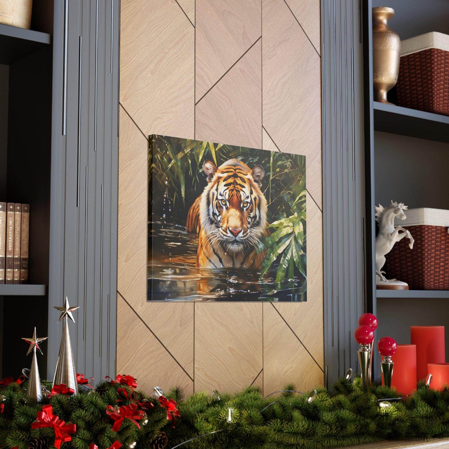 Watercolor Tiger In Nature Art Canvas Gallery Wraps Tiger Print Large Canvas Art Animal Wall Art minimalist Wall Art Lover Gift - Giftsmojo