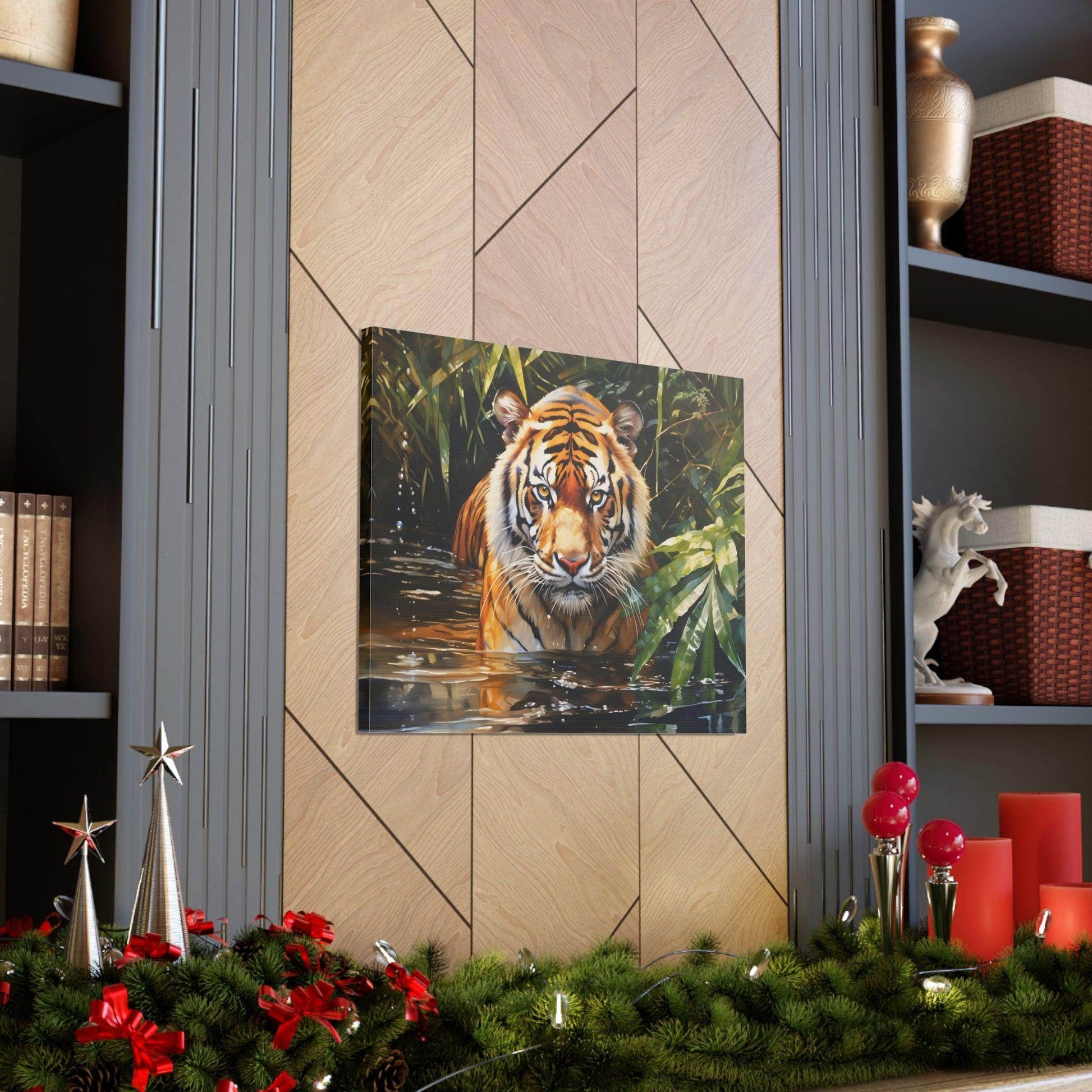 Watercolor Tiger In Nature Art Canvas Gallery Wraps Tiger Print Large Canvas Art Animal Wall Art minimalist Wall Art Lover Gift - Giftsmojo