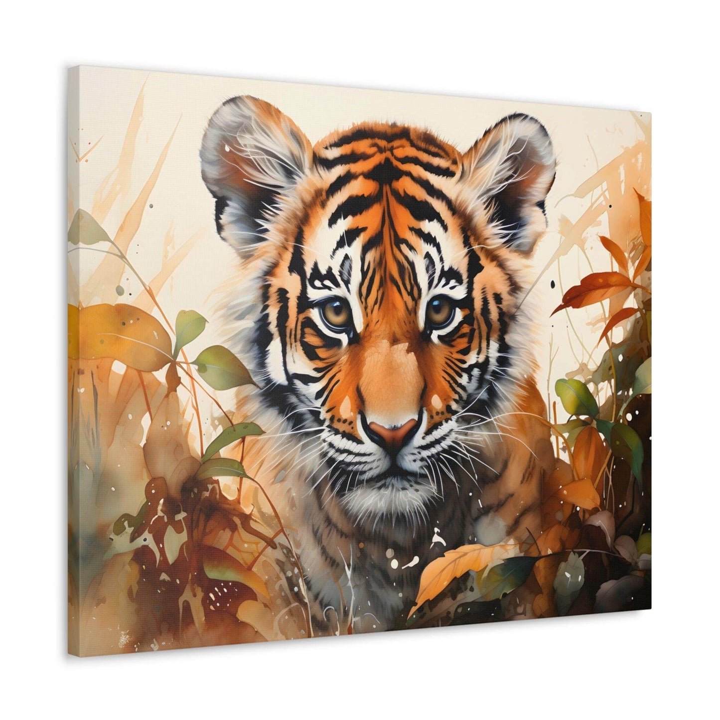 Watercolor Baby Tiger In Nature Art Canvas Gallery Wraps Tiger Print Large Canvas Art Animal Wall Art minimalist Wall Art Lover Gift - Giftsmojo