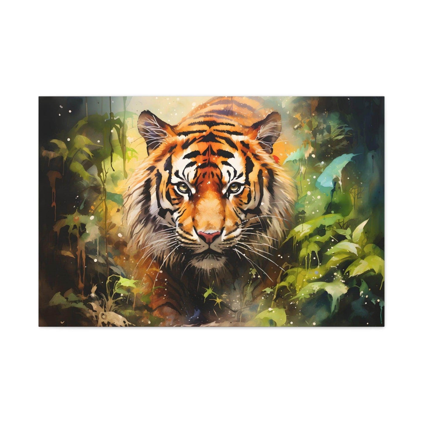 Watercolor Tiger In Nature Art Canvas Gallery Wraps Tiger Print Large Canvas Art Animal Wall Art minimalist Wall Art Lover Gift - Giftsmojo