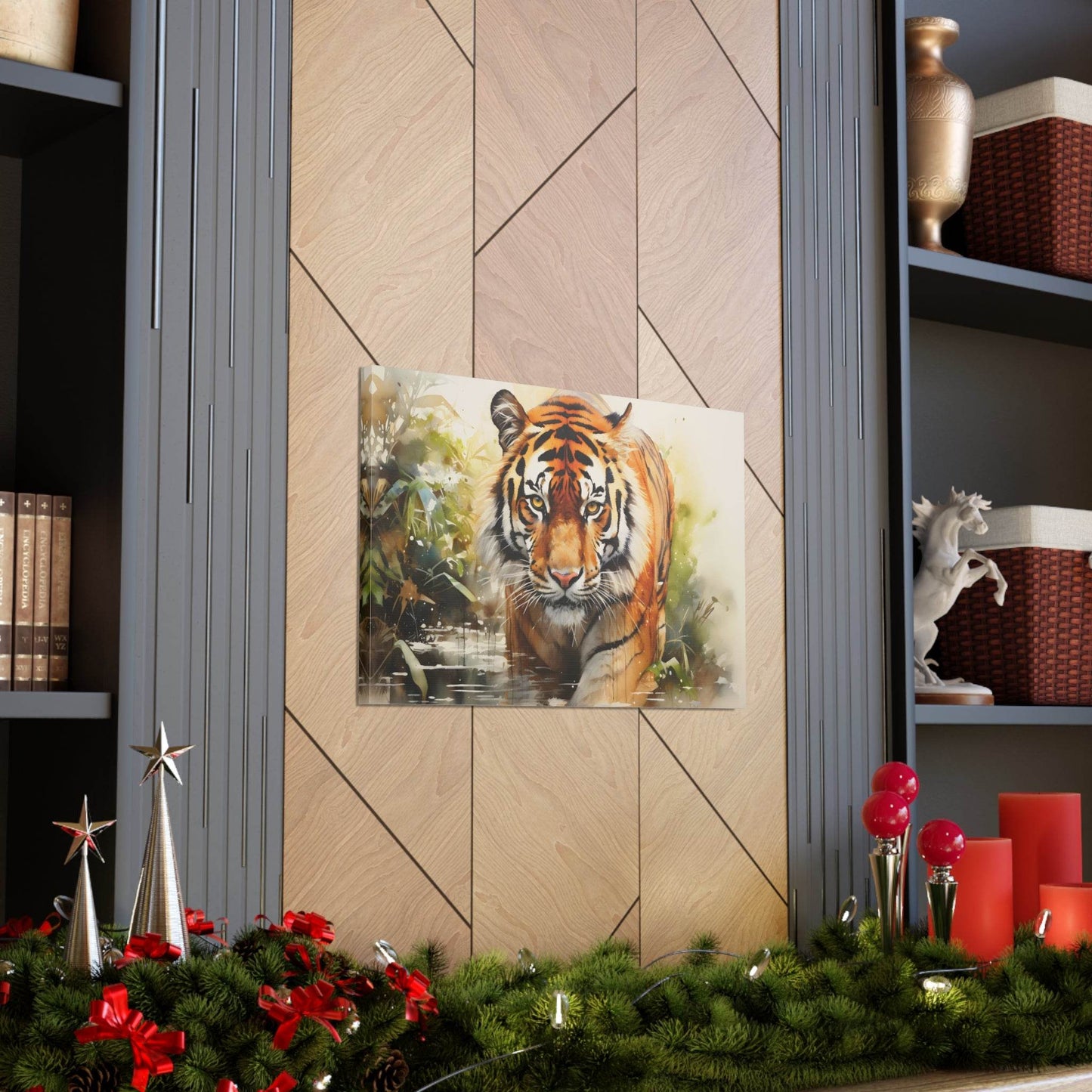 Watercolor Tiger In Nature Art Canvas Gallery Wraps Tiger Print Large Canvas Art Animal Wall Art minimalist Wall Art Lover Gift - Giftsmojo