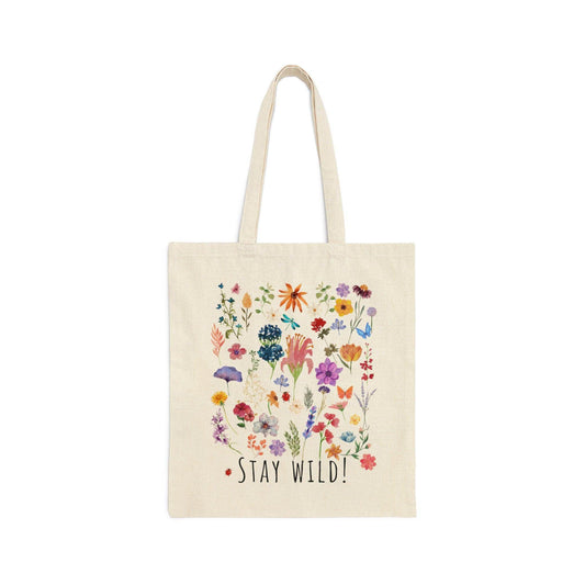Floral Tote Bag Wildflower Totes Canvas Tote Bag Shopping Bag Gift For Women Totes Birthday Gift Bag Bridal Gift Tote Bag Library Bag - Giftsmojo