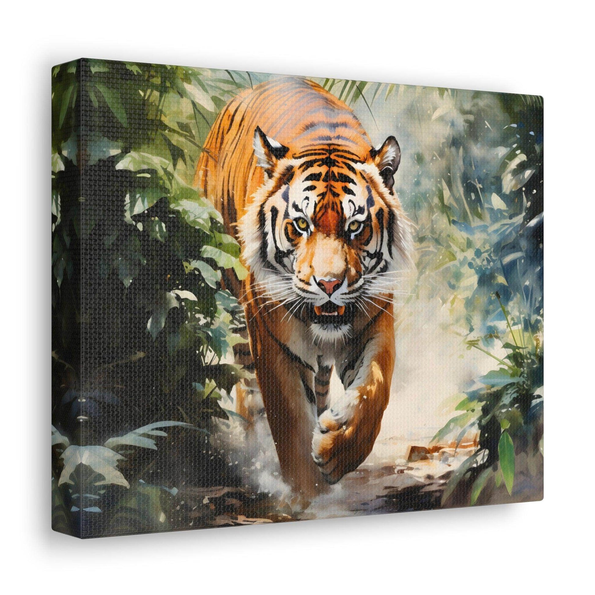 Watercolor Tiger In Nature Art Canvas Gallery Wraps Tiger Print Large Canvas Art Animal Wall Art minimalist Wall Art Lover Gift - Giftsmojo