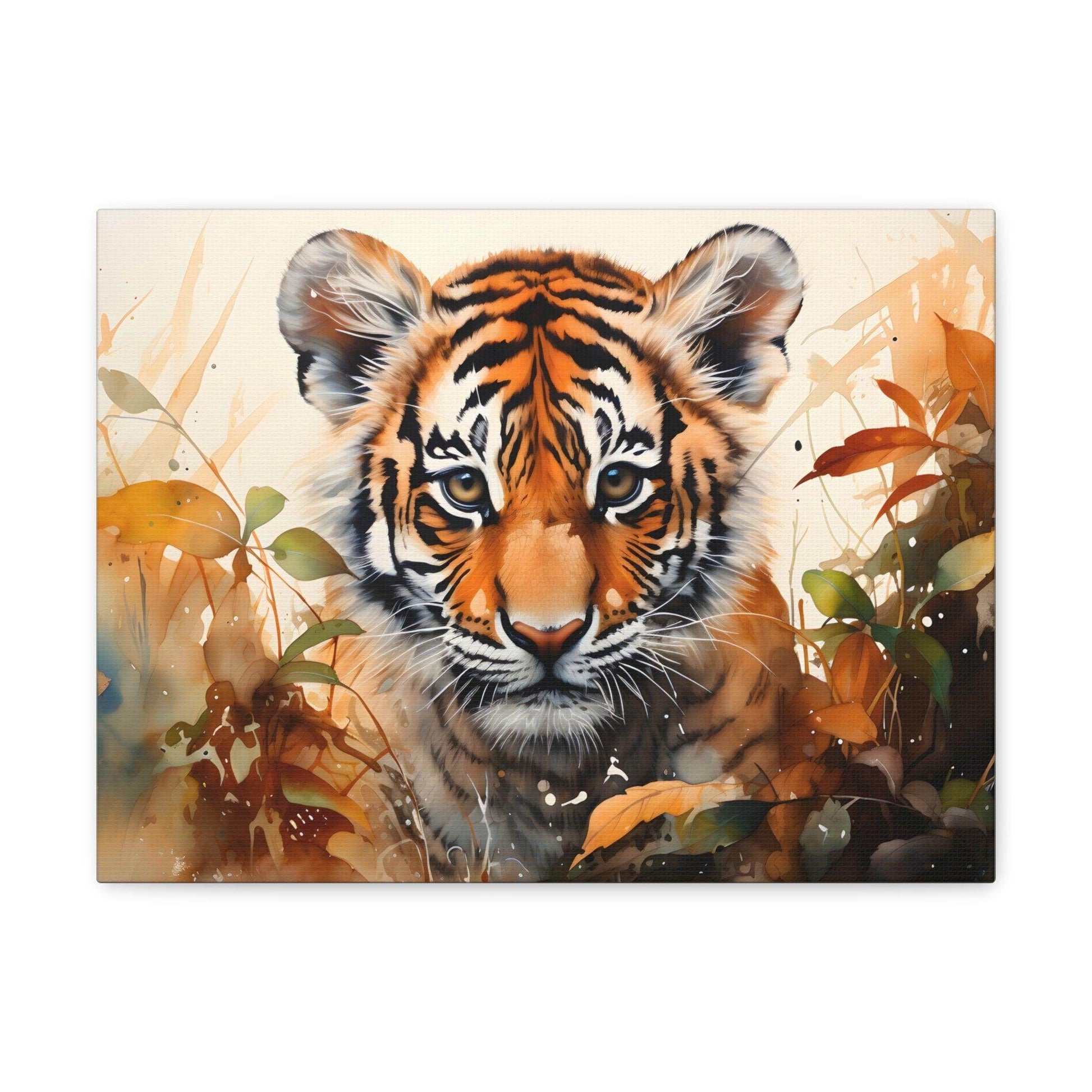 Watercolor Baby Tiger In Nature Art Canvas Gallery Wraps Tiger Print Large Canvas Art Animal Wall Art minimalist Wall Art Lover Gift - Giftsmojo