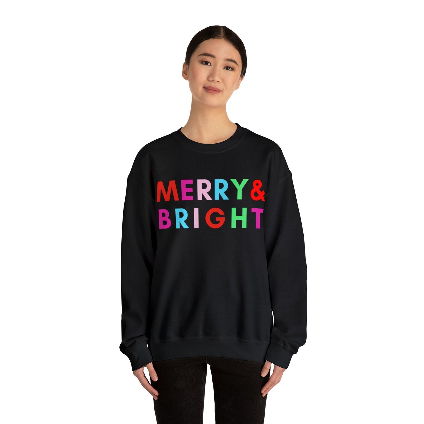 Merry and Bright Christmas Sweatshirt Christmas Shirts, Merry Christmas Crewneck Cute Winter Sweater Christmas Gift - Giftsmojo