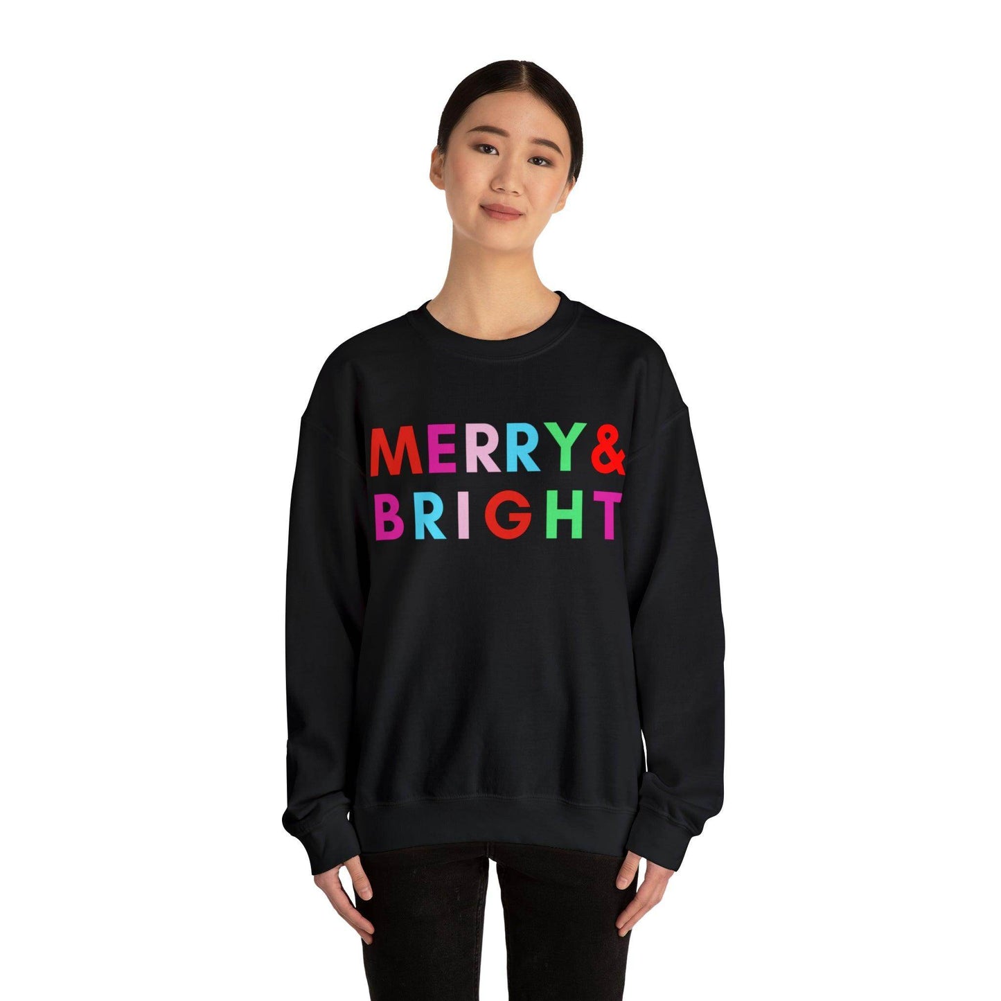 Merry and Bright Christmas Sweatshirt Christmas Shirts, Merry Christmas Crewneck Cute Winter Sweater Christmas Gift - Giftsmojo