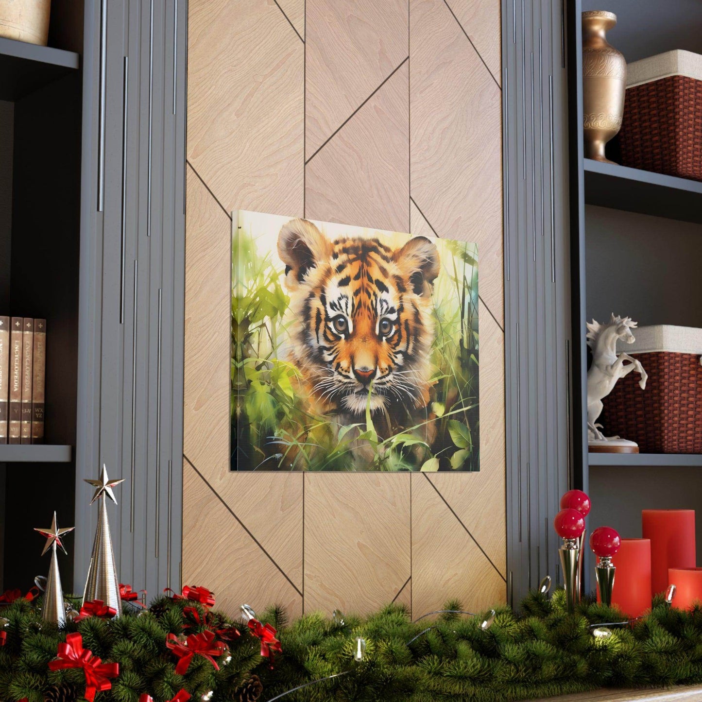 Watercolor Baby Tiger In Nature Art Canvas Gallery Wraps Tiger Print Large Canvas Art Animal Wall Art minimalist Wall Art Lover Gift - Giftsmojo