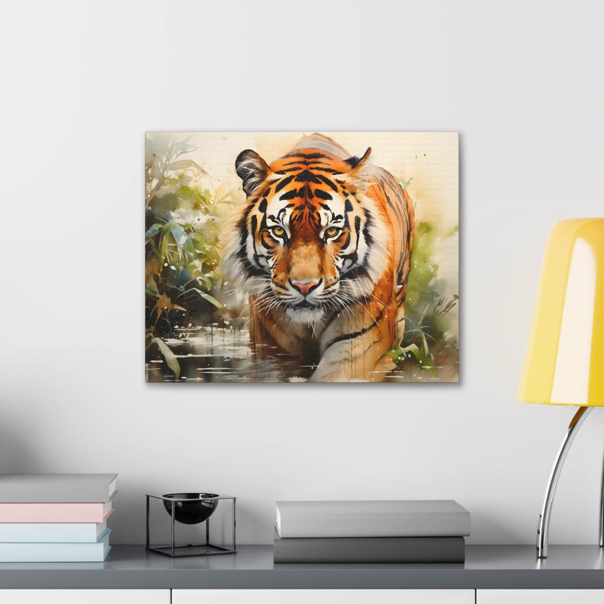 Watercolor Tiger In Nature Art Canvas Gallery Wraps Tiger Print Large Canvas Art Animal Wall Art minimalist Wall Art Lover Gift - Giftsmojo