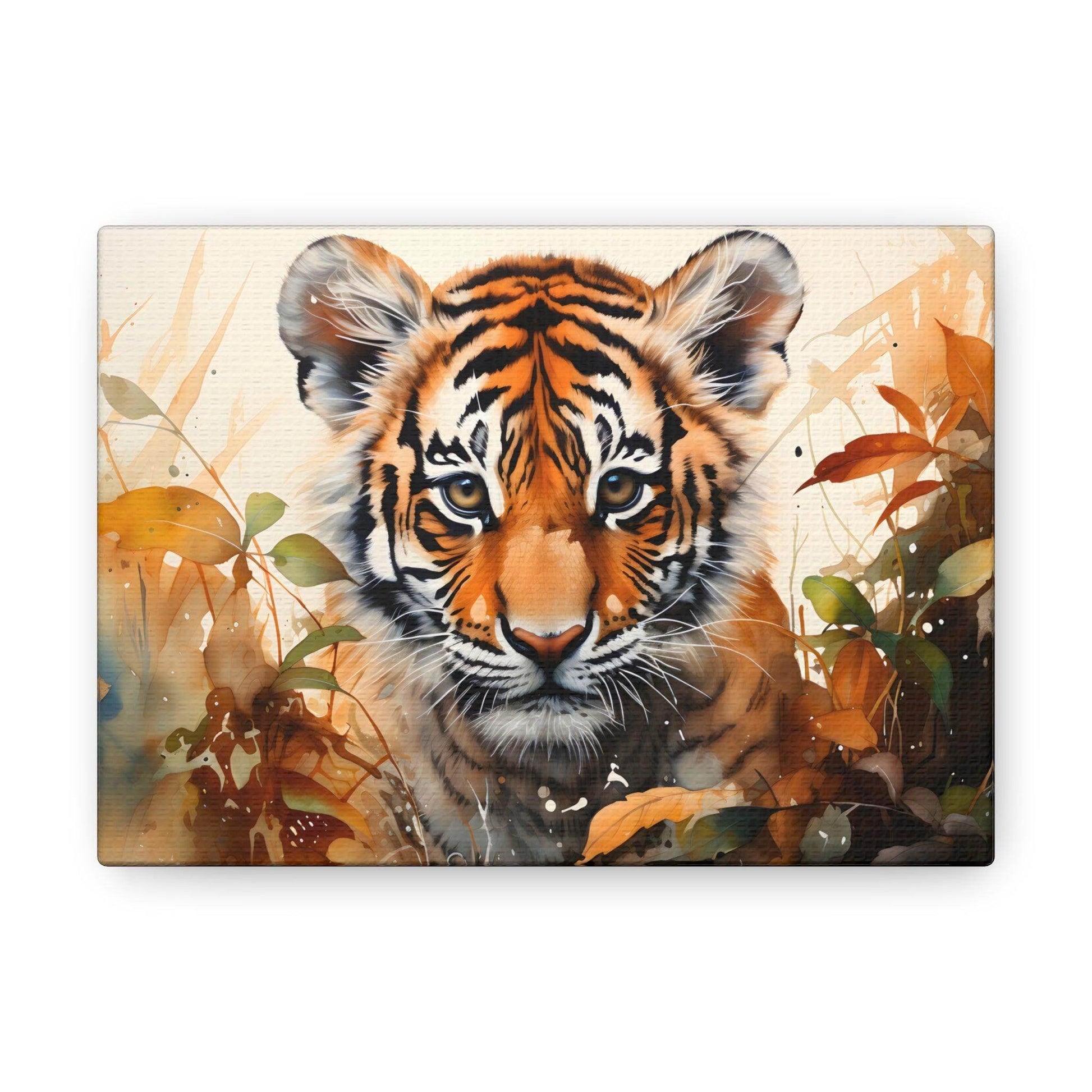 Watercolor Baby Tiger In Nature Art Canvas Gallery Wraps Tiger Print Large Canvas Art Animal Wall Art minimalist Wall Art Lover Gift - Giftsmojo