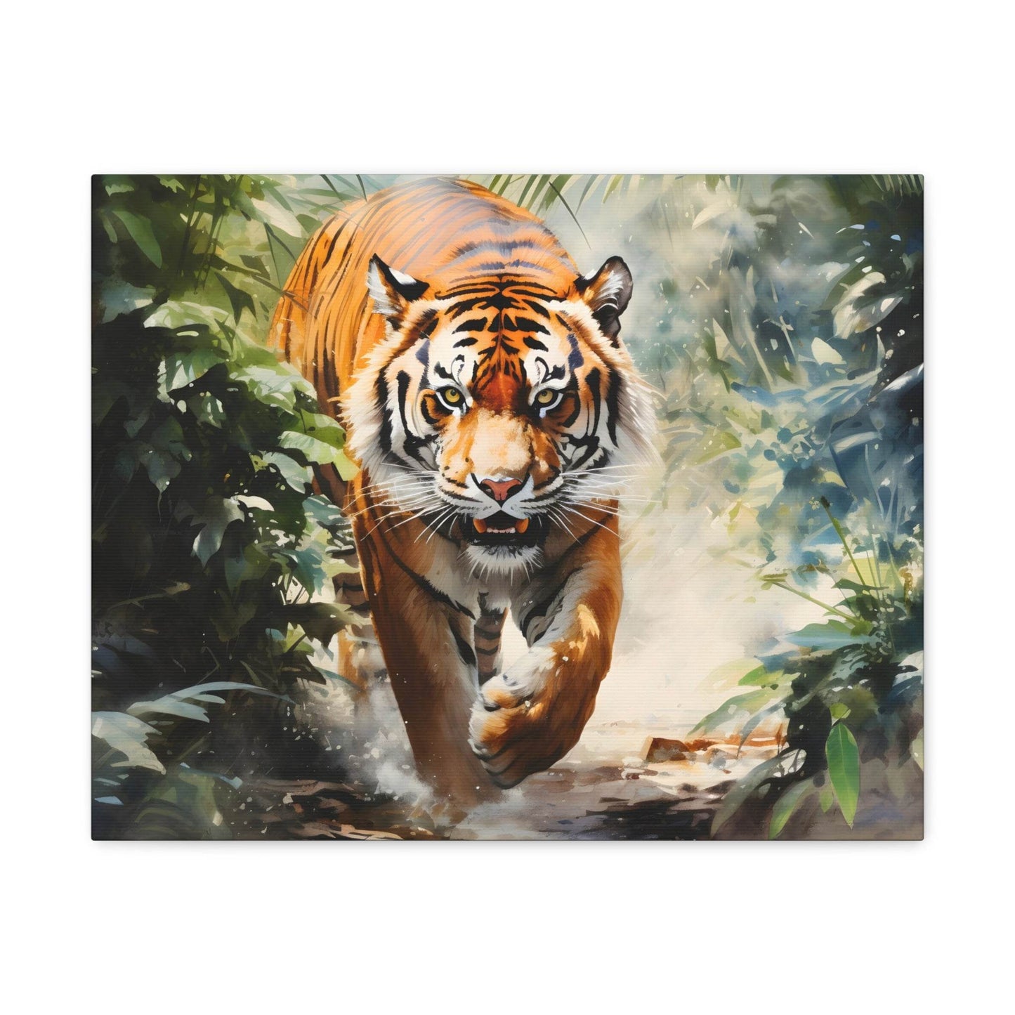 Watercolor Tiger In Nature Art Canvas Gallery Wraps Tiger Print Large Canvas Art Animal Wall Art minimalist Wall Art Lover Gift - Giftsmojo