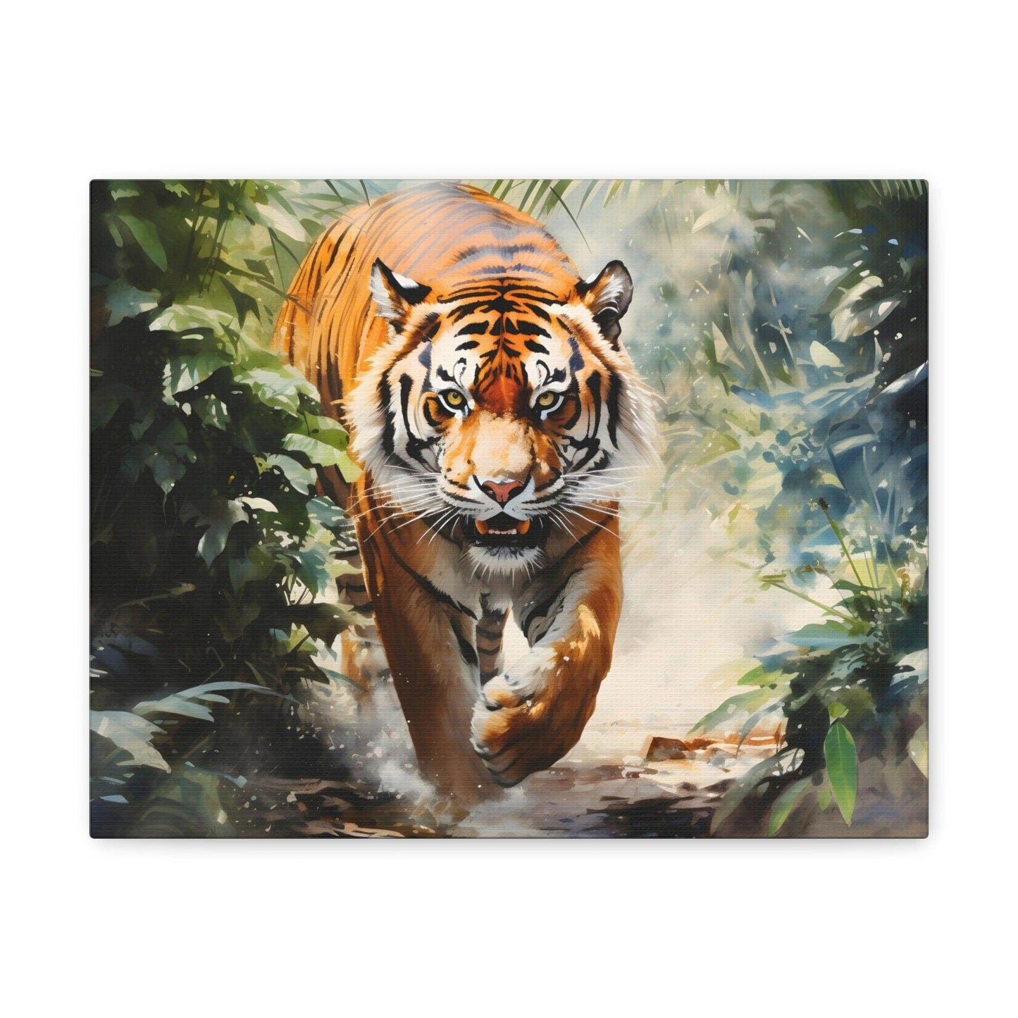 Watercolor Tiger In Nature Art Canvas Gallery Wraps Tiger Print Large Canvas Art Animal Wall Art minimalist Wall Art Lover Gift - Giftsmojo