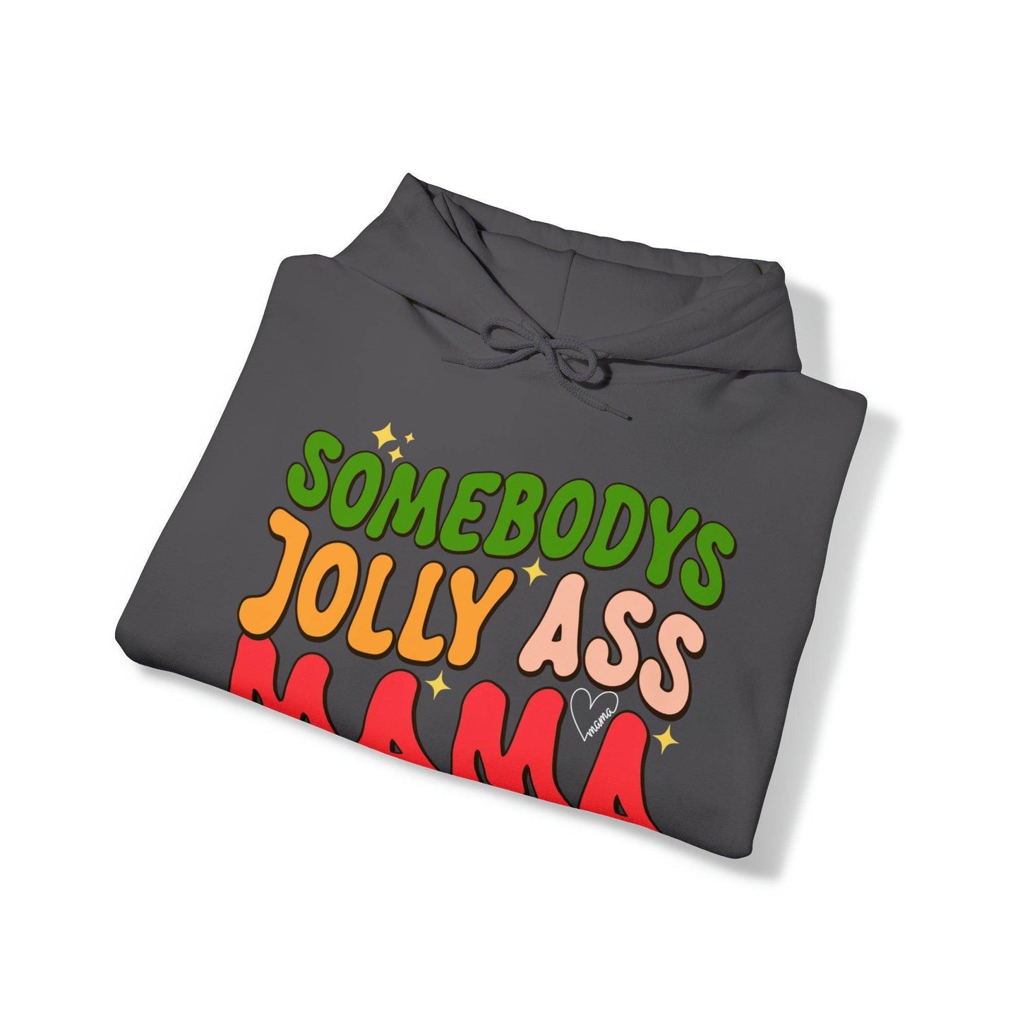 Funny Groovy Retro Christmas - Somebodys Jolly Ass MAMA Christmas Hooded Sweatshirt - Giftsmojo