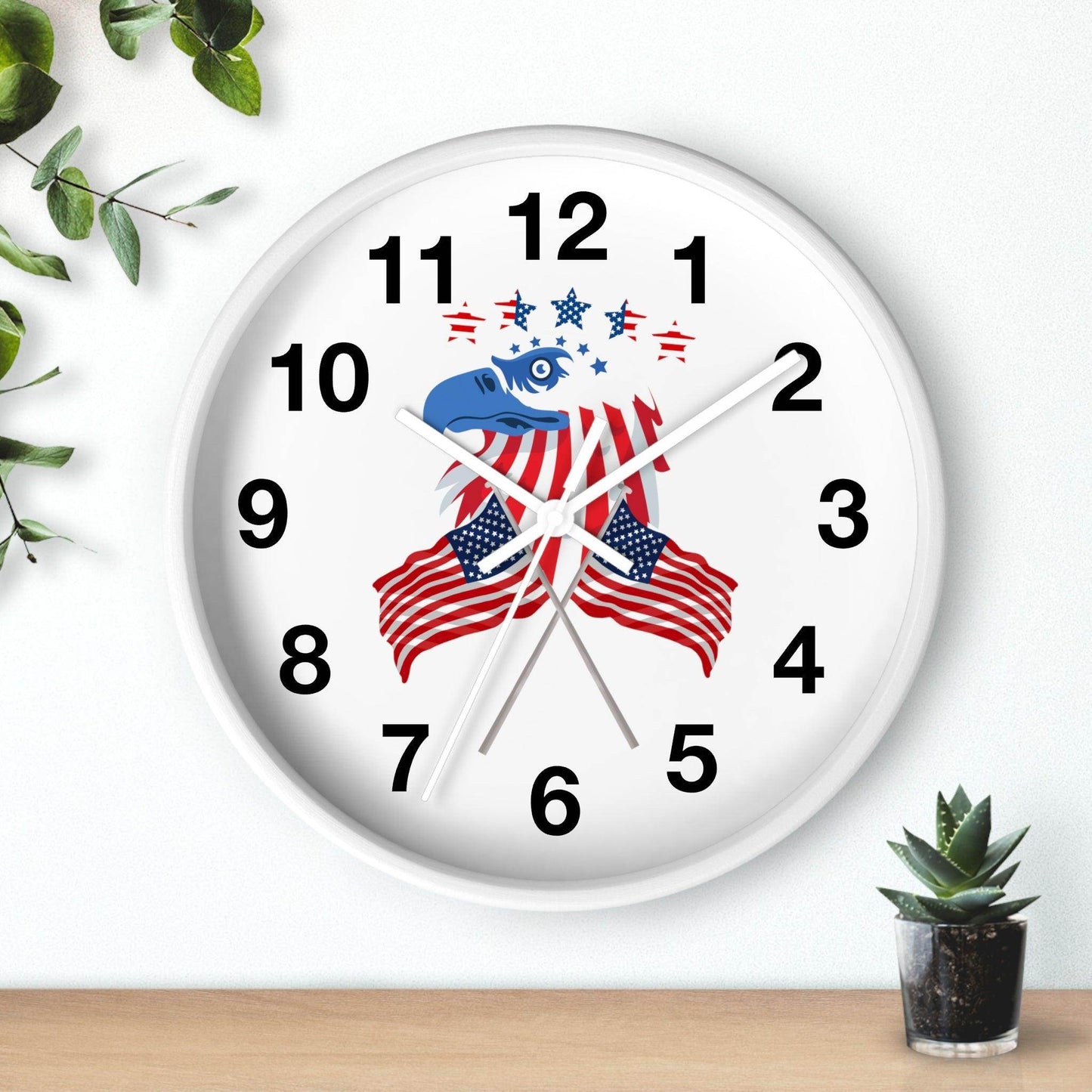 USA Flag Wall Clock, Home decor gift, House Warming gift, New Home Gift, Patriotic Gift School Clock Home Clock Office Clock - Giftsmojo