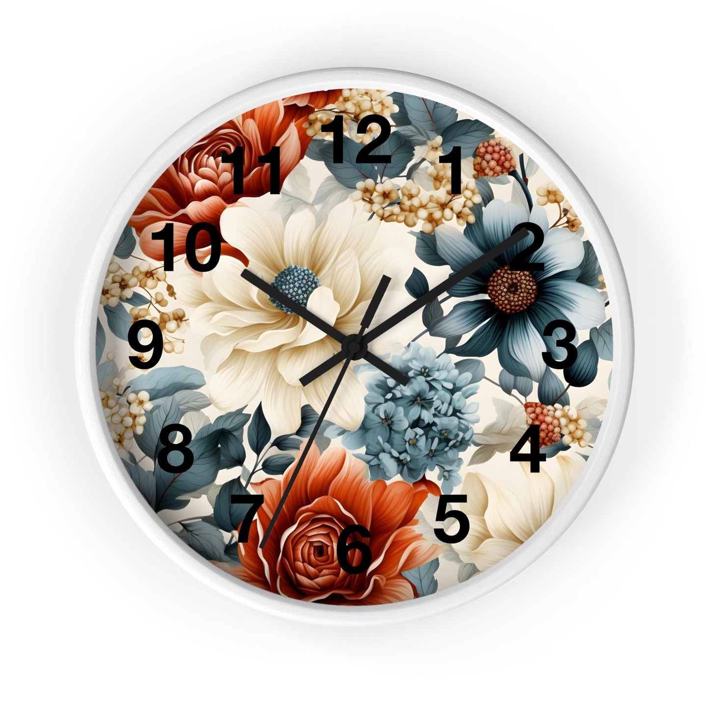 Flower Wall Clock Floral Wall Clock Kids Room Home Decor New Home House Warming Gift New Home Owner, Dorm Room Clock Collage Student Clock