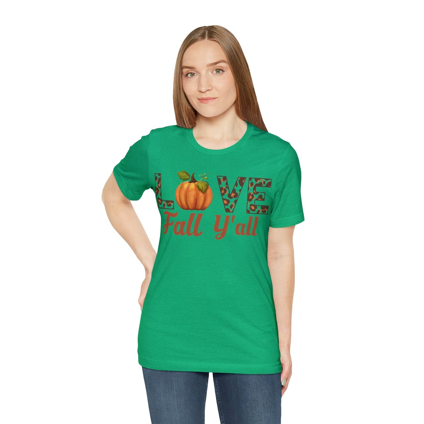 Leopard Print Love Fall Y'all Shirt, Pumpkin Shirt, Fall Shirt for Fall Lover, Fall gift - Giftsmojo
