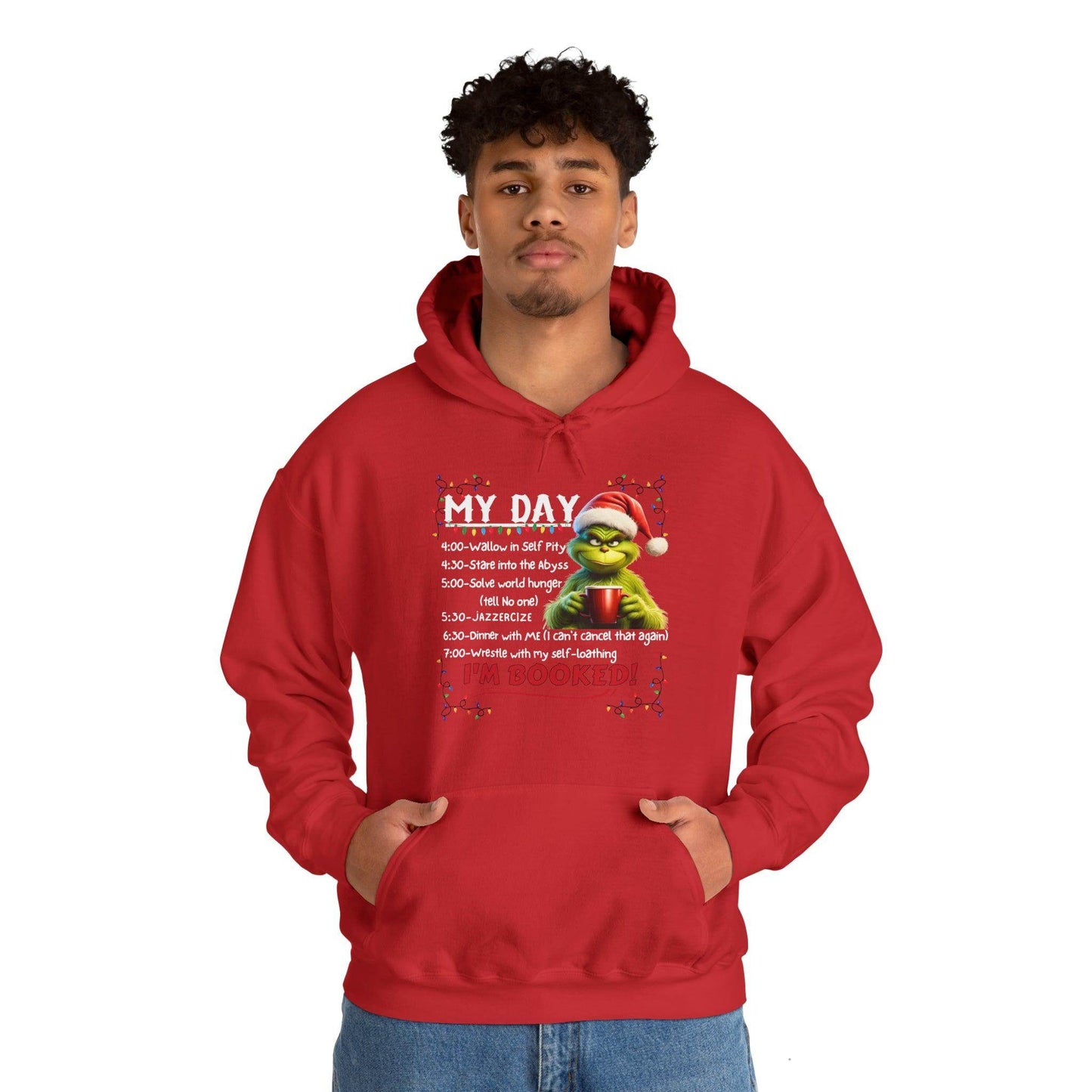 Funny Grinch Hooded Sweatshirt My Day Schedule I'M Booked Sweatshirt Christmas Sweater - Giftsmojo