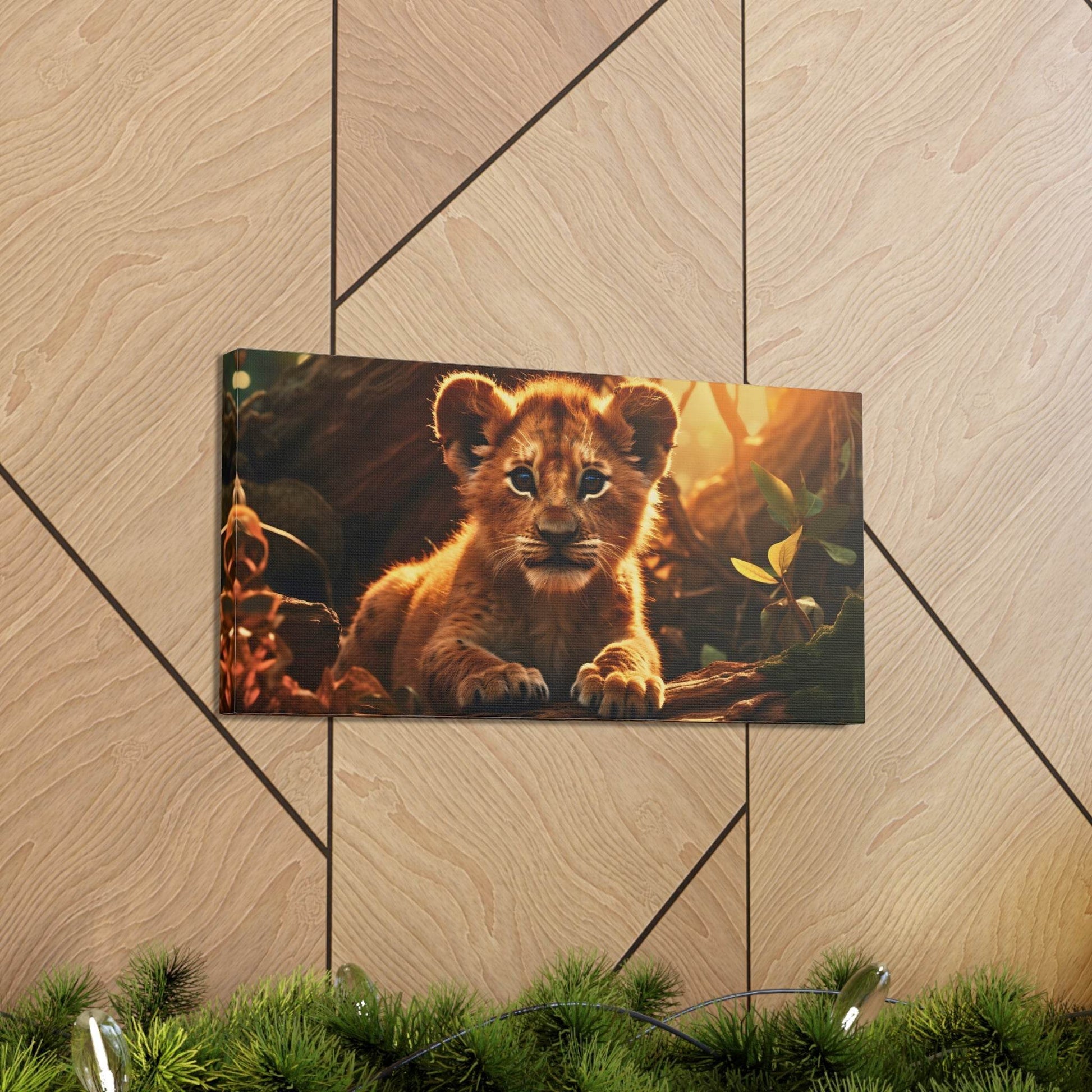 Baby Lion Cub Print Animal Nature Art Safari Nursery Canvas Gallery Wraps Baby Lion Print Large Canvas Art Animal Wall Art Lover Gift - Giftsmojo