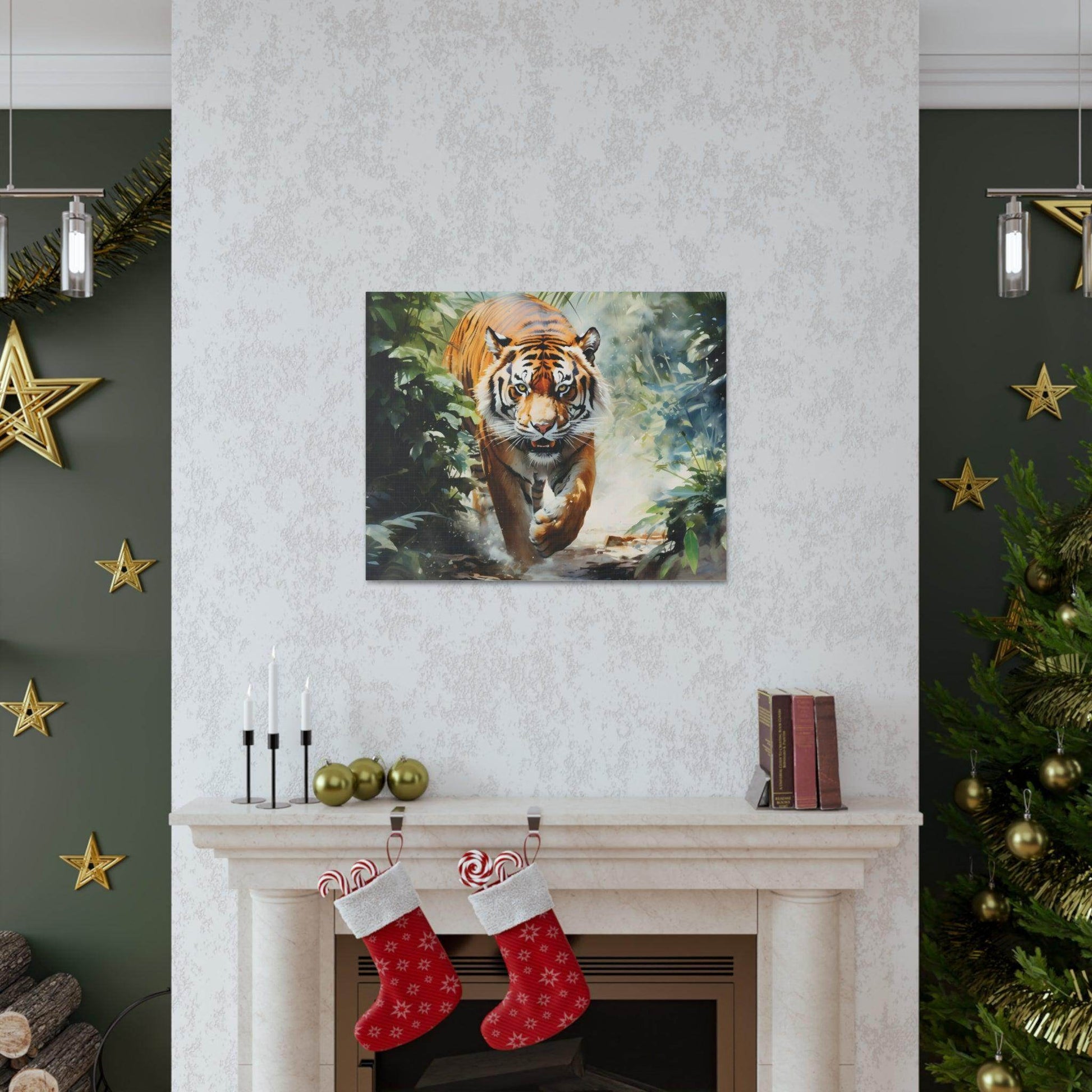 Watercolor Tiger In Nature Art Canvas Gallery Wraps Tiger Print Large Canvas Art Animal Wall Art minimalist Wall Art Lover Gift - Giftsmojo