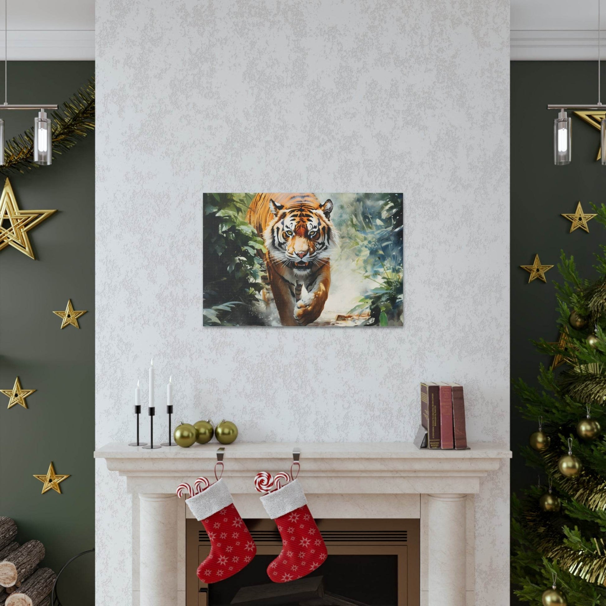 Watercolor Tiger In Nature Art Canvas Gallery Wraps Tiger Print Large Canvas Art Animal Wall Art minimalist Wall Art Lover Gift - Giftsmojo