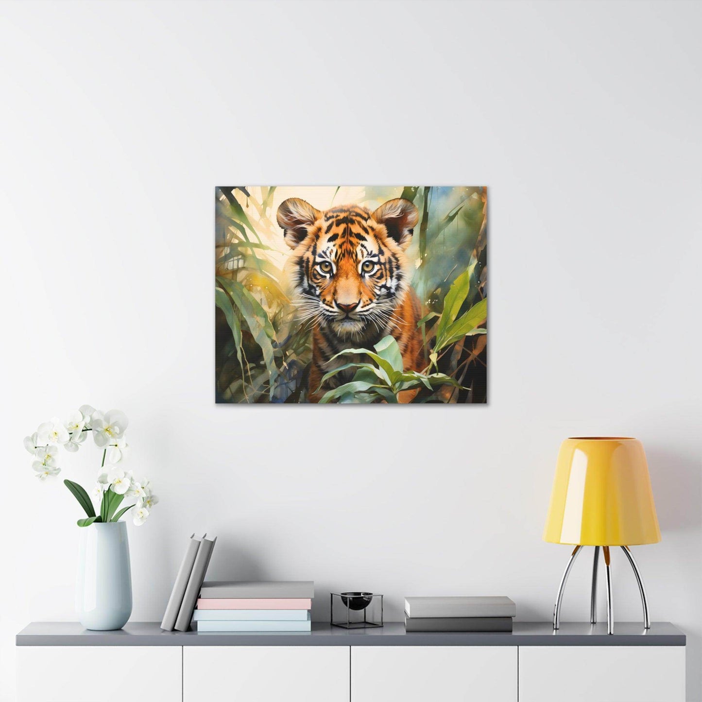 Watercolor Baby Tiger In Nature Art Canvas Gallery Wraps Tiger Print Large Canvas Art Animal Wall Art minimalist Wall Art Lover Gift - Giftsmojo