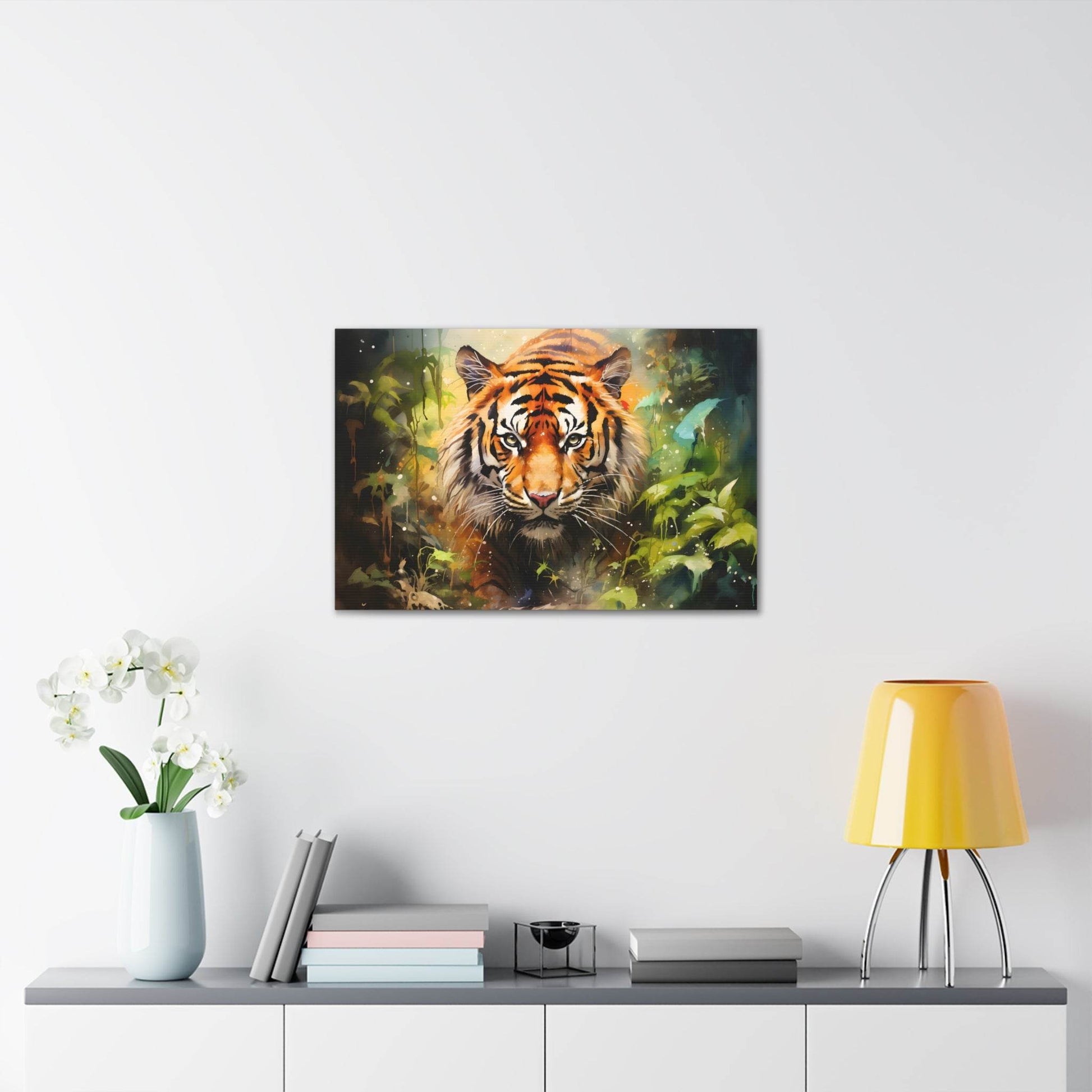 Watercolor Tiger In Nature Art Canvas Gallery Wraps Tiger Print Large Canvas Art Animal Wall Art minimalist Wall Art Lover Gift - Giftsmojo