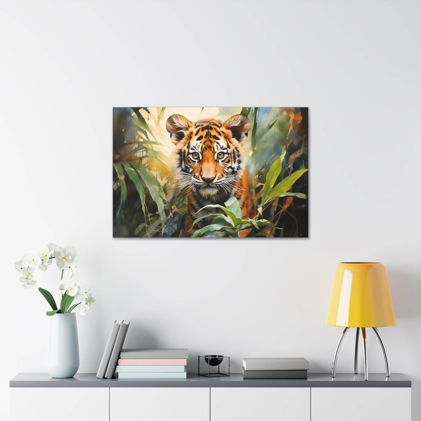 Watercolor Baby Tiger In Nature Art Canvas Gallery Wraps Tiger Print Large Canvas Art Animal Wall Art minimalist Wall Art Lover Gift - Giftsmojo