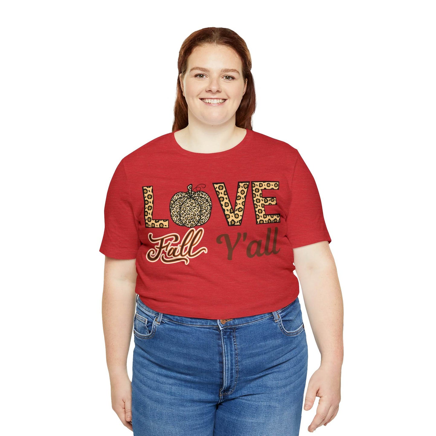 Leopard Print Love Fall Y'all Shirt, Pumpkin Shirt, Fall Shirt for Fall Lovers, Fall Gift - Giftsmojo