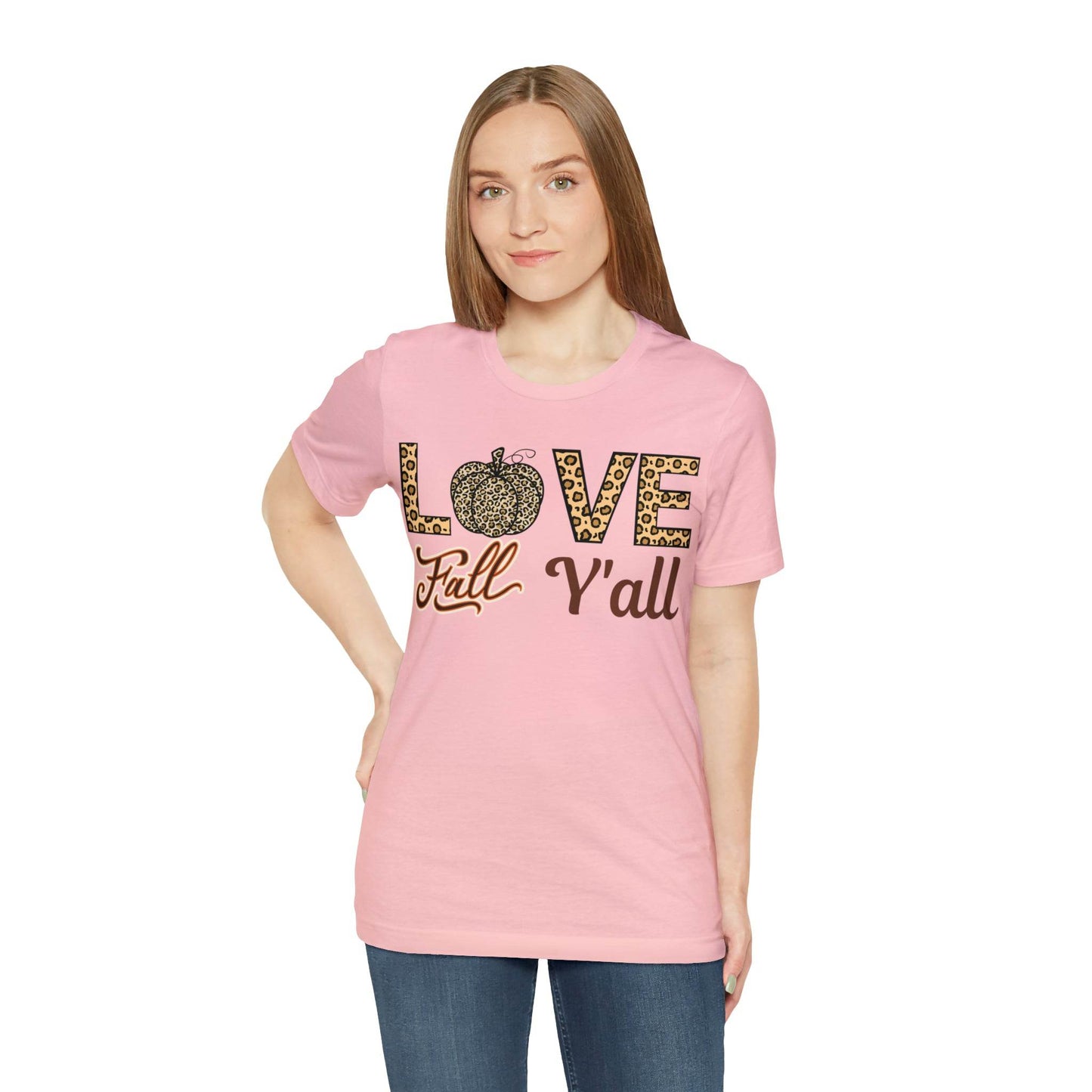 Leopard Print Love Fall Y'all Shirt, Pumpkin Shirt, Fall Shirt for Fall Lovers, Fall Gift - Giftsmojo
