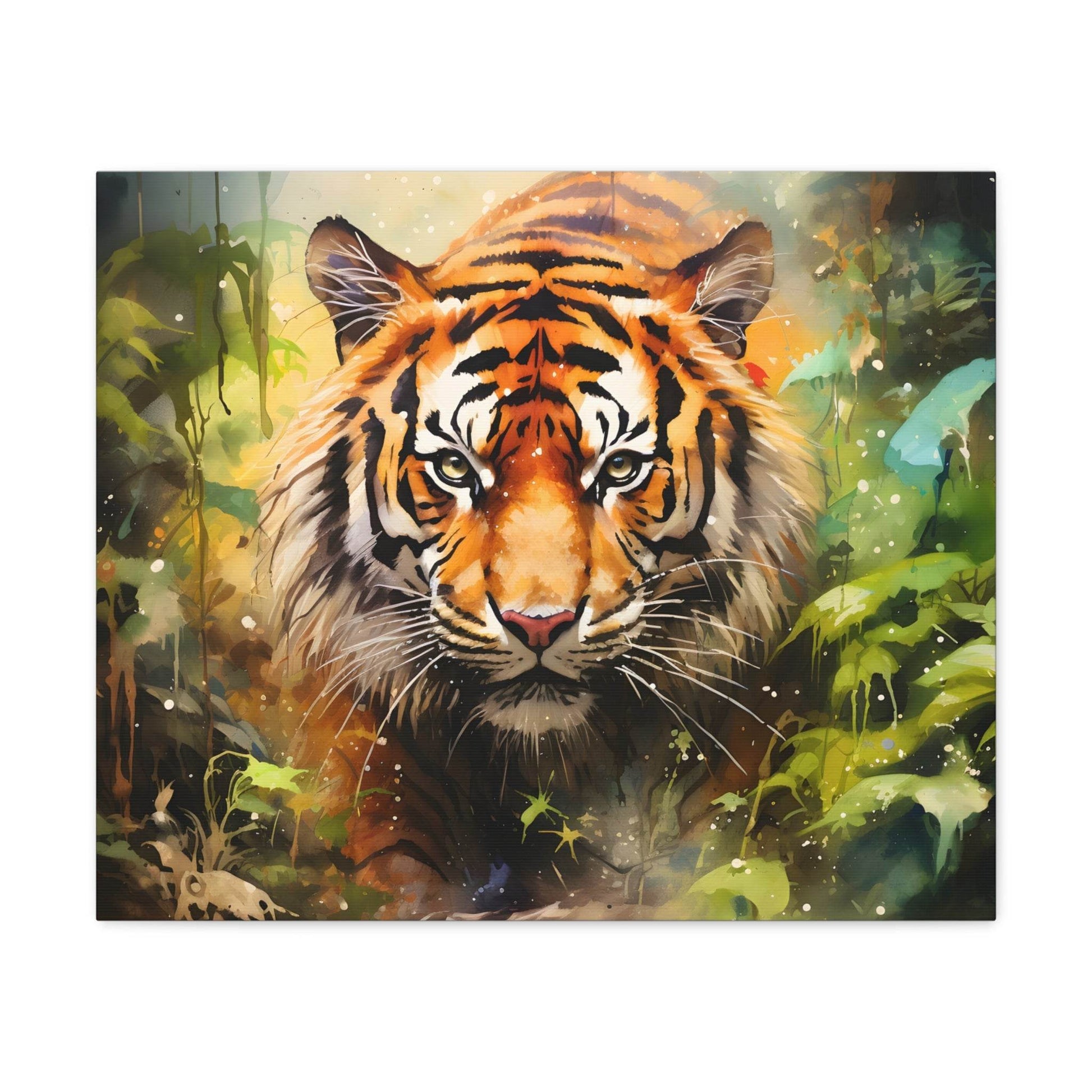 Watercolor Tiger In Nature Art Canvas Gallery Wraps Tiger Print Large Canvas Art Animal Wall Art minimalist Wall Art Lover Gift - Giftsmojo