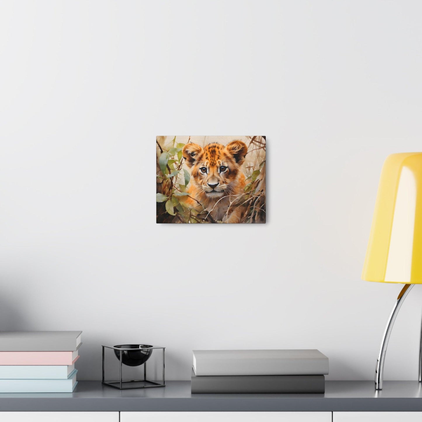 Watercolor Baby Lion In Nature Art Canvas Gallery Wraps Baby Lion Print Large Canvas Art Animal Wall Art minimalist Wall Art Lover Gift - Giftsmojo