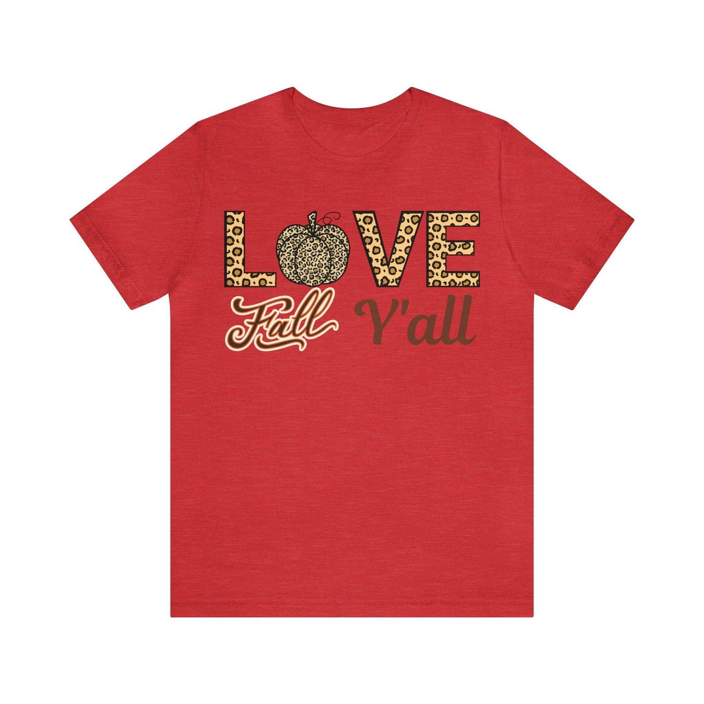 Leopard Print Love Fall Y'all Shirt, Pumpkin Shirt, Fall Shirt for Fall Lovers, Fall Gift - Giftsmojo