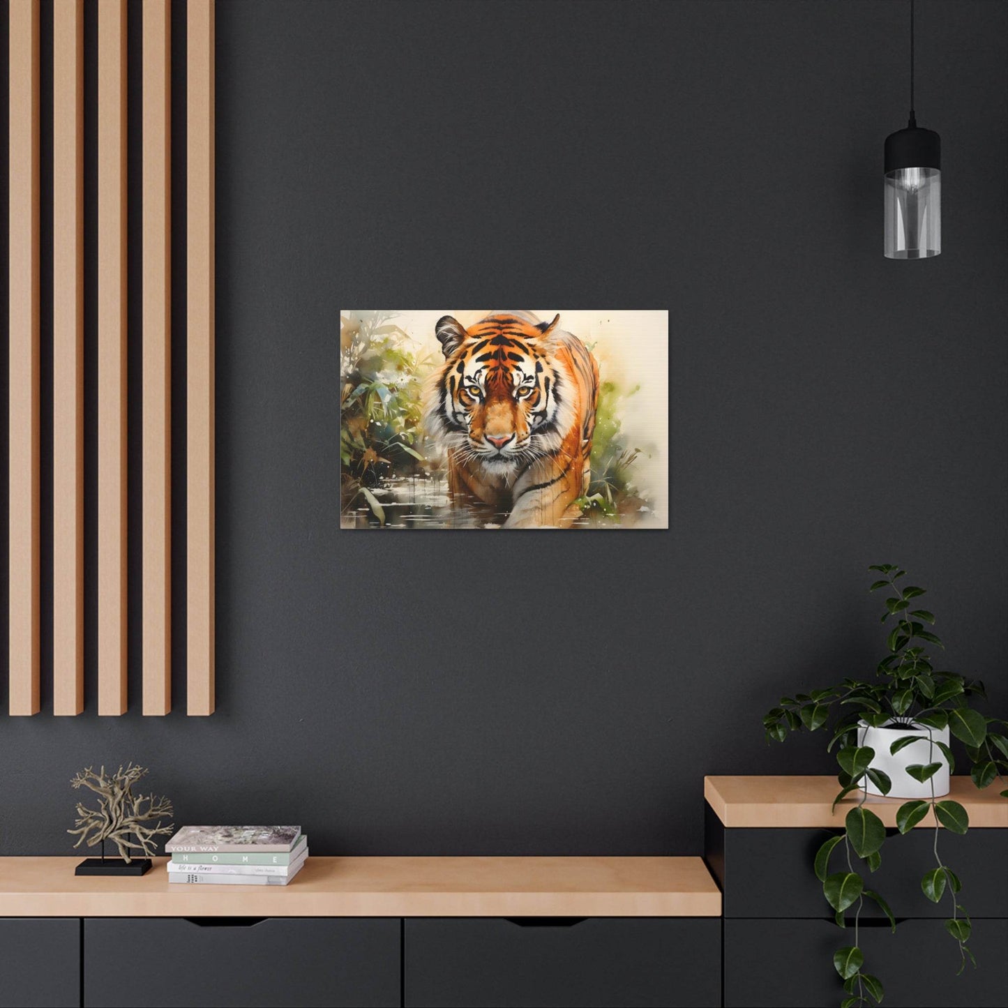 Watercolor Tiger In Nature Art Canvas Gallery Wraps Tiger Print Large Canvas Art Animal Wall Art minimalist Wall Art Lover Gift - Giftsmojo