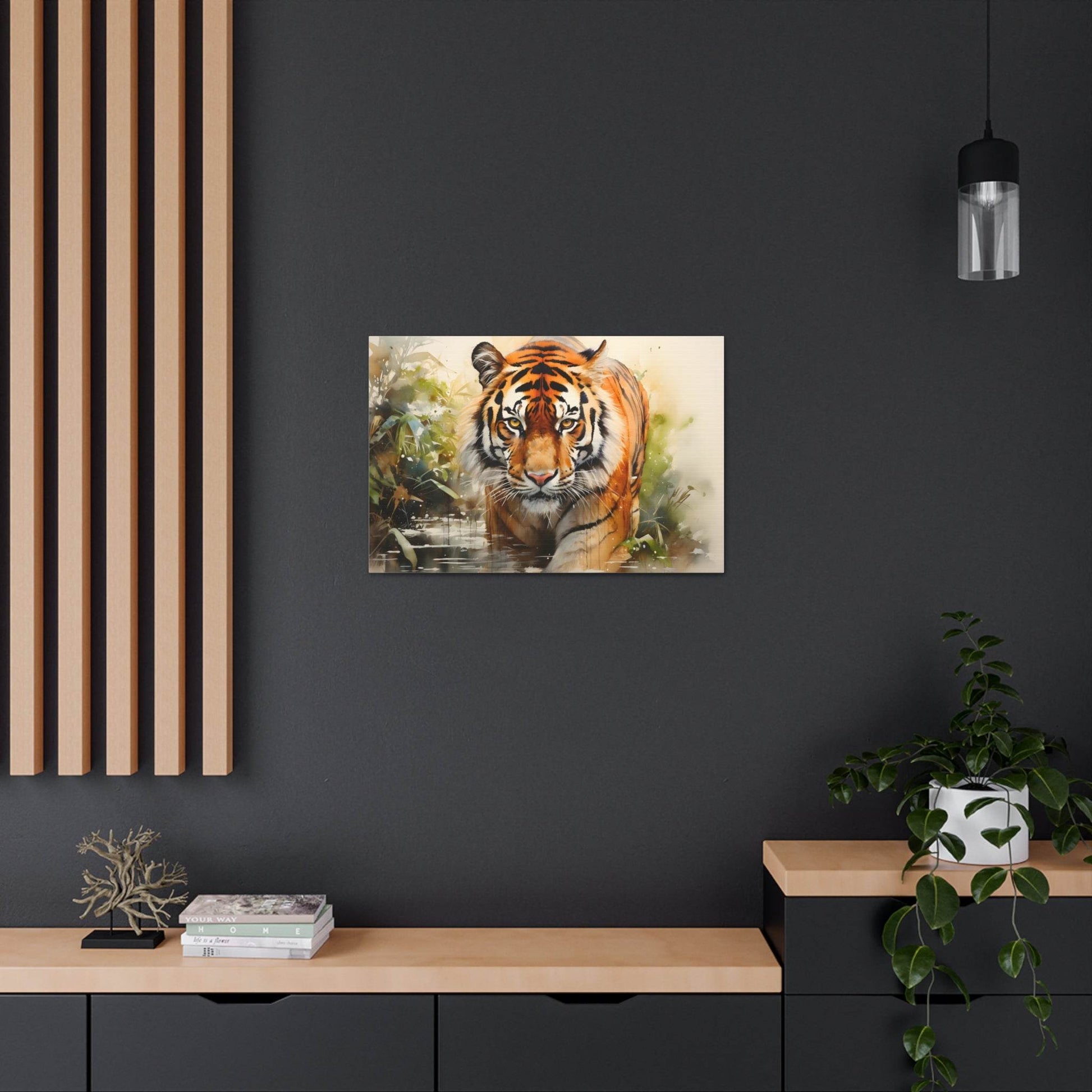 Watercolor Tiger In Nature Art Canvas Gallery Wraps Tiger Print Large Canvas Art Animal Wall Art minimalist Wall Art Lover Gift - Giftsmojo
