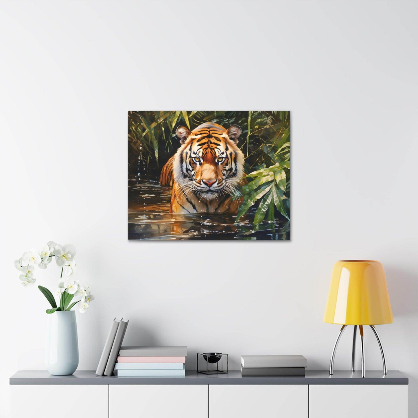 Watercolor Tiger In Nature Art Canvas Gallery Wraps Tiger Print Large Canvas Art Animal Wall Art minimalist Wall Art Lover Gift - Giftsmojo