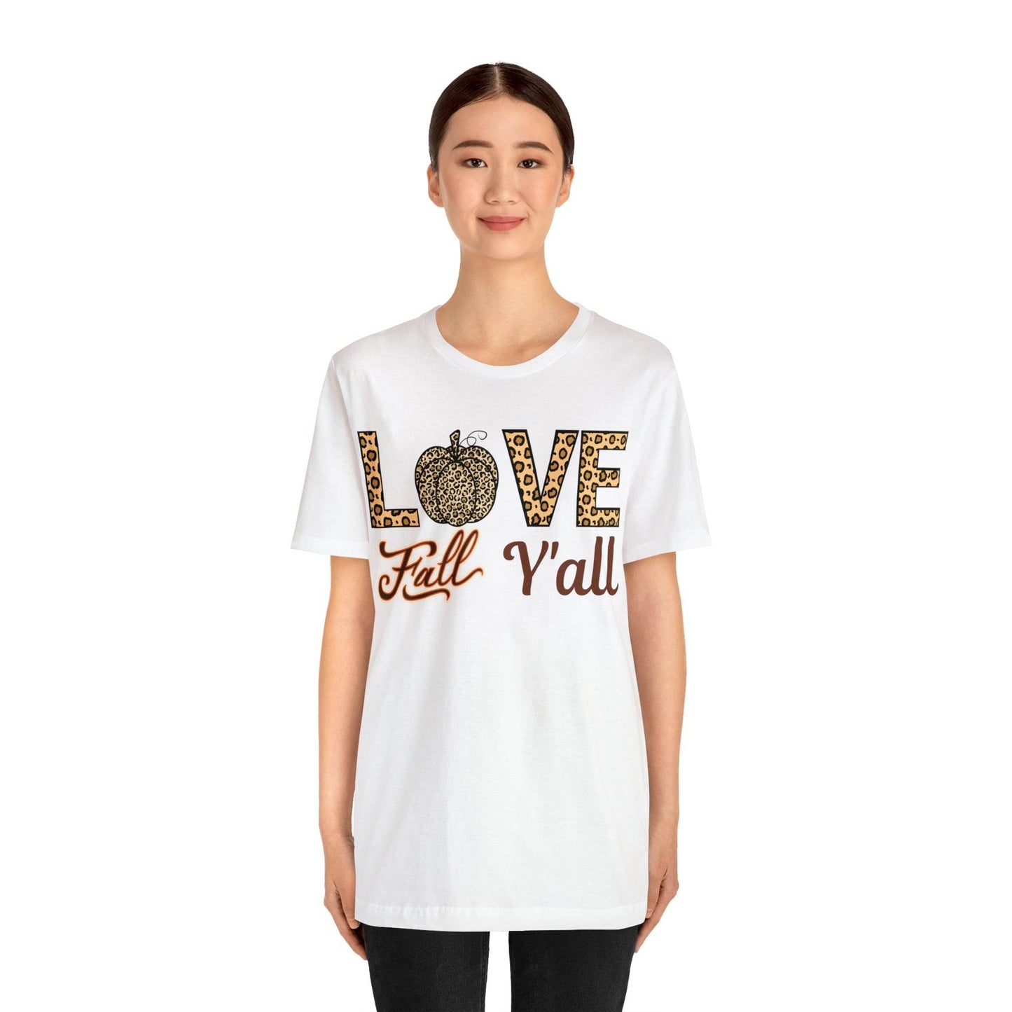 Leopard Print Love Fall Y'all Shirt, Pumpkin Shirt, Fall Shirt for Fall Lovers, Fall Gift - Giftsmojo
