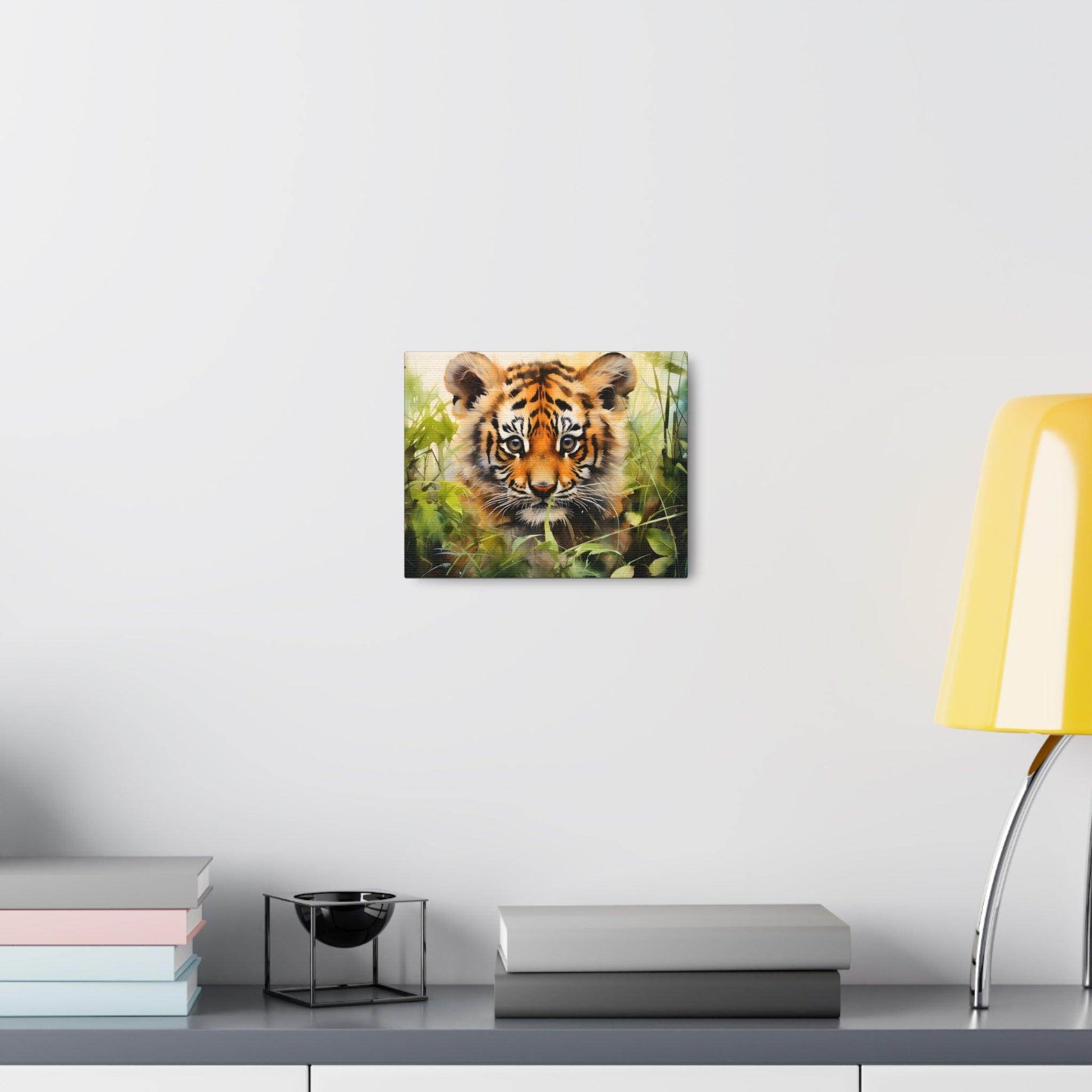 Watercolor Baby Tiger In Nature Art Canvas Gallery Wraps Tiger Print Large Canvas Art Animal Wall Art minimalist Wall Art Lover Gift - Giftsmojo