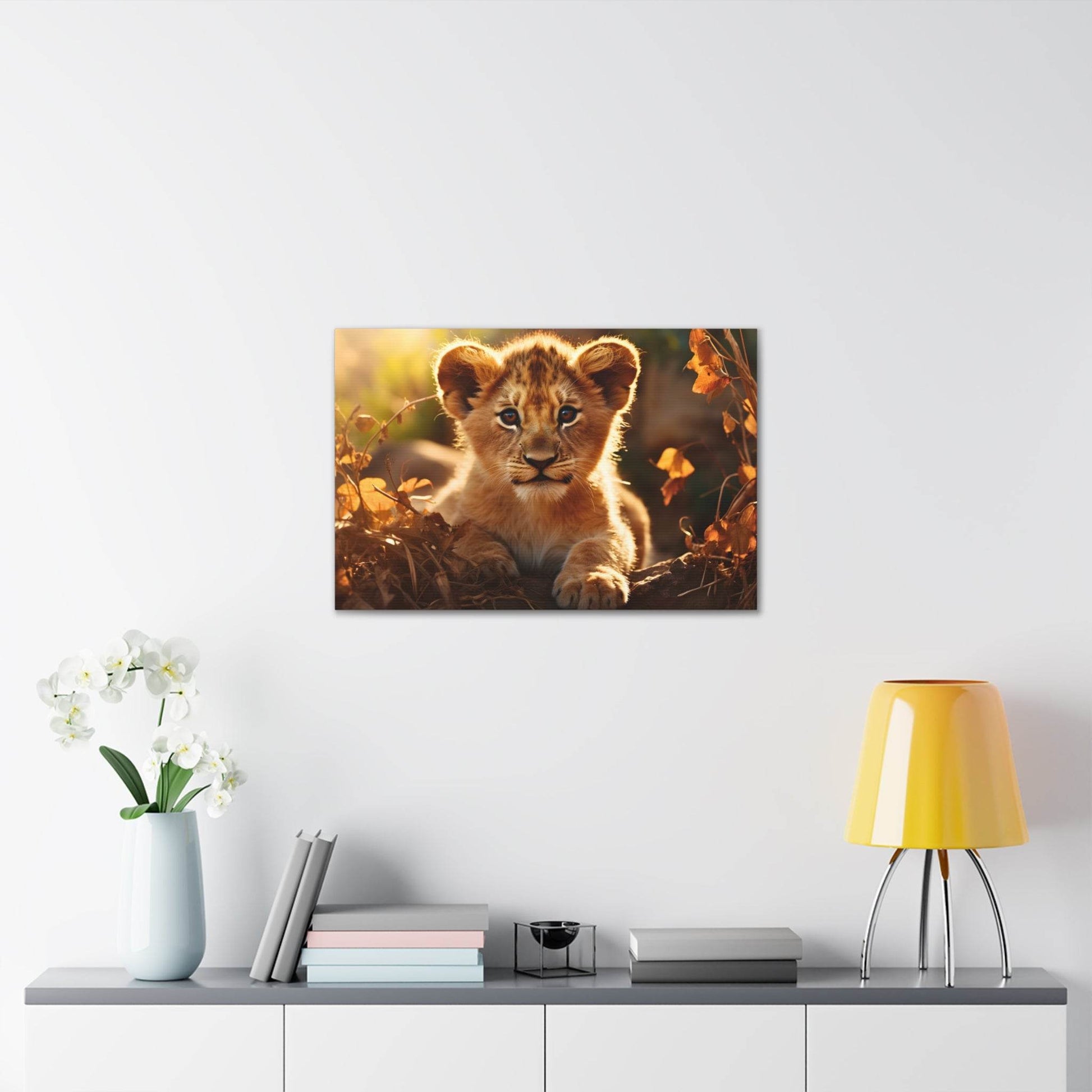 Baby Lion Cub Print Animal Nature Art Safari Nursery Canvas Gallery Wraps Baby Lion Print Large Canvas Art Animal Wall Art Lover Gift - Giftsmojo